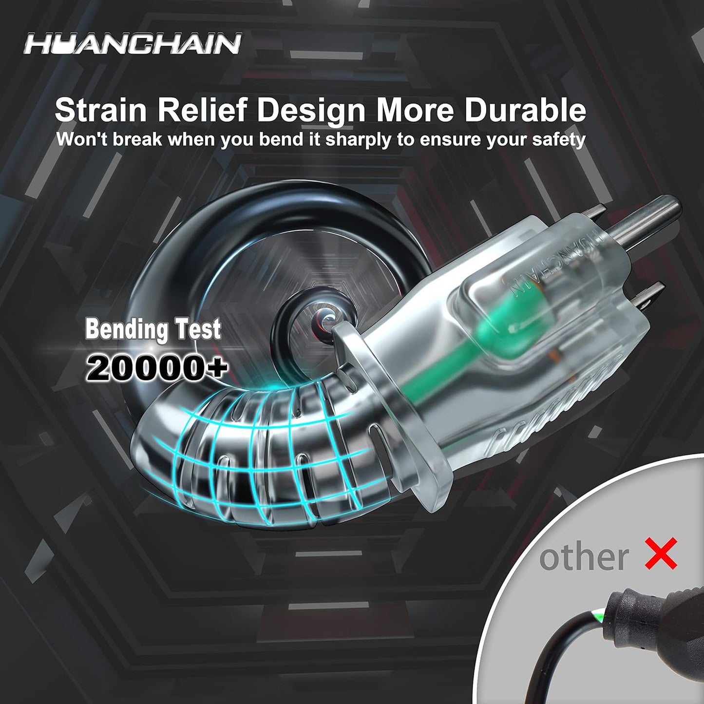 HUANCHAIN 16/3 Gauge 200 ft Extension Cord Outdoor Waterproof with Lighted end, Flexible Cold-Resistant 3 Prong Long Black Extension Cord Outside, 10A 1250W 16AWG SJTW, ETL