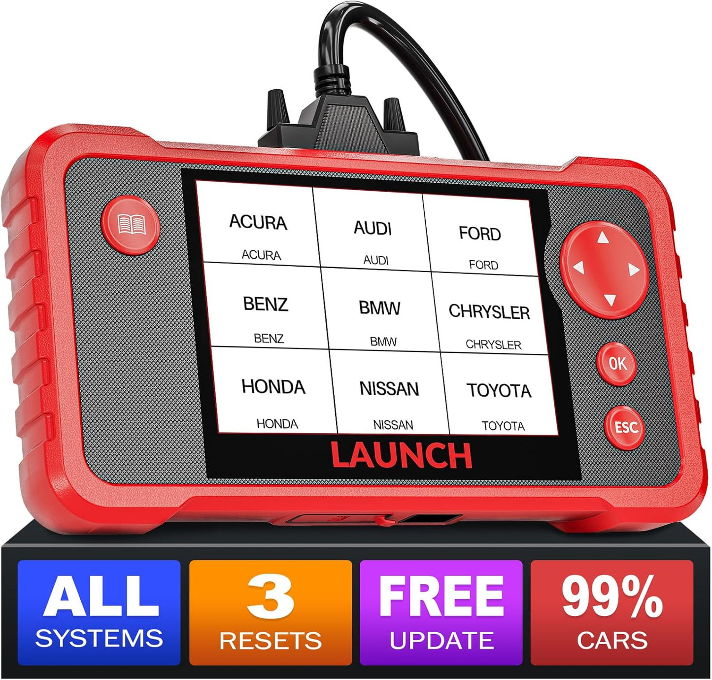 LAUNCH CRP123 V2.0 Plus Elite OBD2 Scanner, 2025 New Full System Lifetime Free Update Scan Tool with 3 Reset Oil Service, Throttle Adaption, SAS Relearn, Car Scanner for All Cars