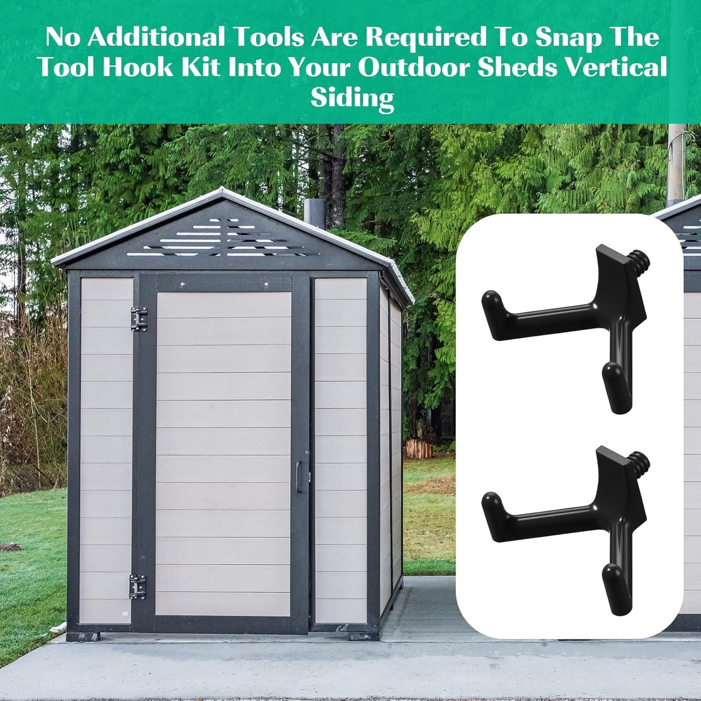 8 Pcs Shed Storage Tool Hooks Accessories Compatible with Suncast, Compatible with craftsman for Hanging Shelves Accessories Part, Storage Sheds Replacement Screws, Brackets and Hooks (V Shaped)