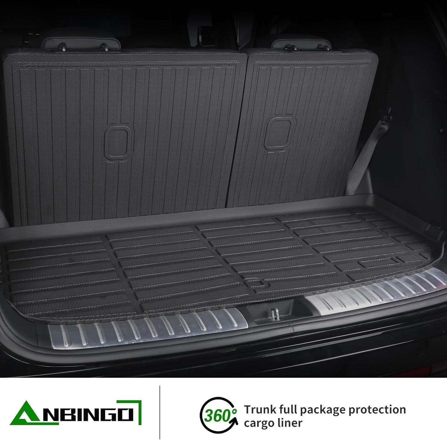 ANBINGO® Floor Mats & SeatBack Cargo Liner | CX90 2024-2025 8 Passenger | 2nd Row with Bench Seat | (60/40 Velcro Tape Fixed Backmats) TPE 3 Rows Waterproof Car Mat