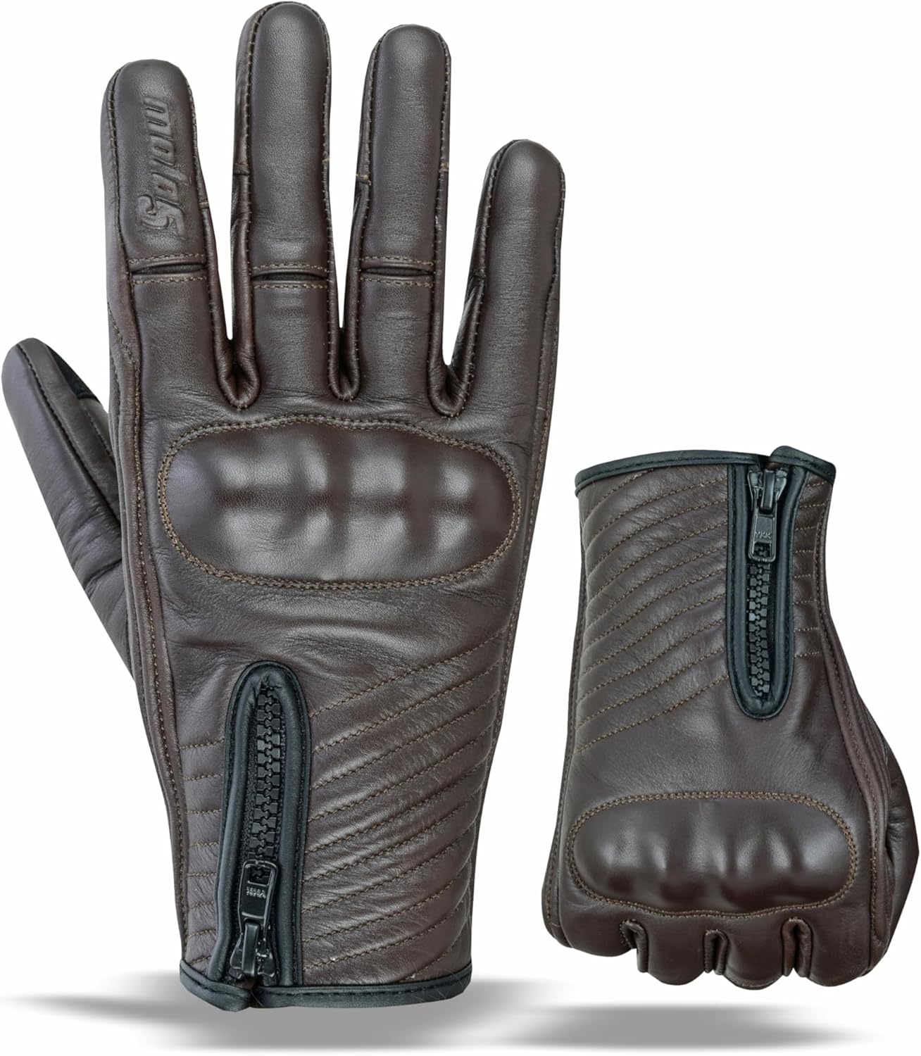 Full Finger Leather Motorcycle Gloves for Men & Women Touch Screen Gloves Premium Street Motorcycle Durable Protective Cruiser Biker Gel Leather Motorbike Gloves