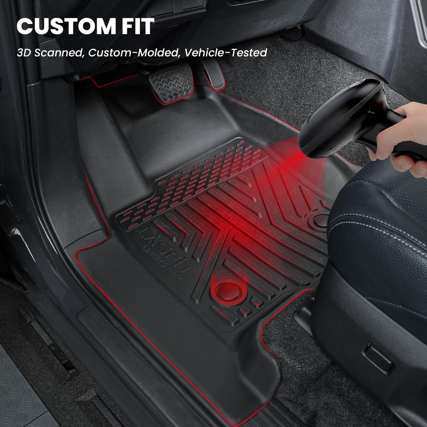 LASFIT Floor Mats for Toyota 4Runner 2025 5 Seats(Not for Hybrid), All Weather TPE Custom Fit Floor Liner for 4Runner SR5/TRD/Limited 6th gen Front&Rear 4 Runner Car Mats, Black