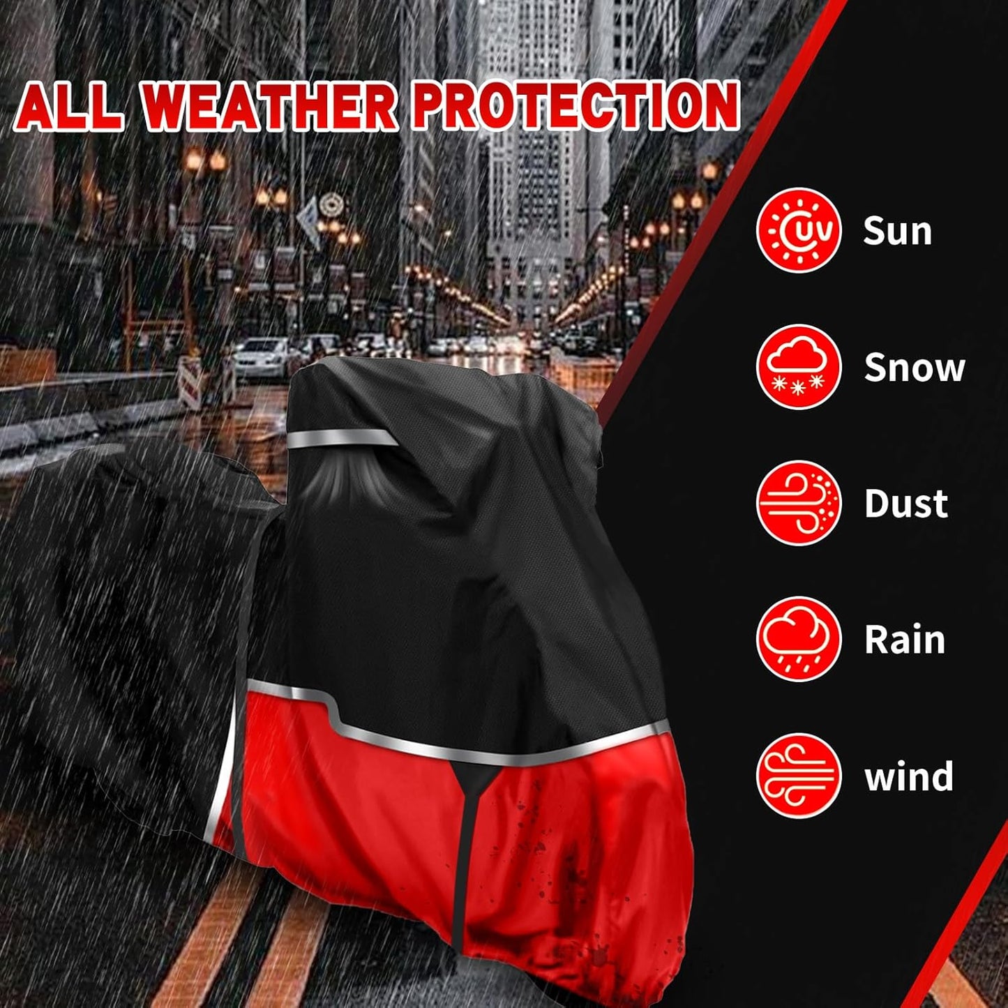 420D Waterproof Motorcycle Cover Replace for Harley Davidson Touring Models, Road Glide Special, Electra Glide Standard Motorcycle Cover for Snow Rain Dust Protection