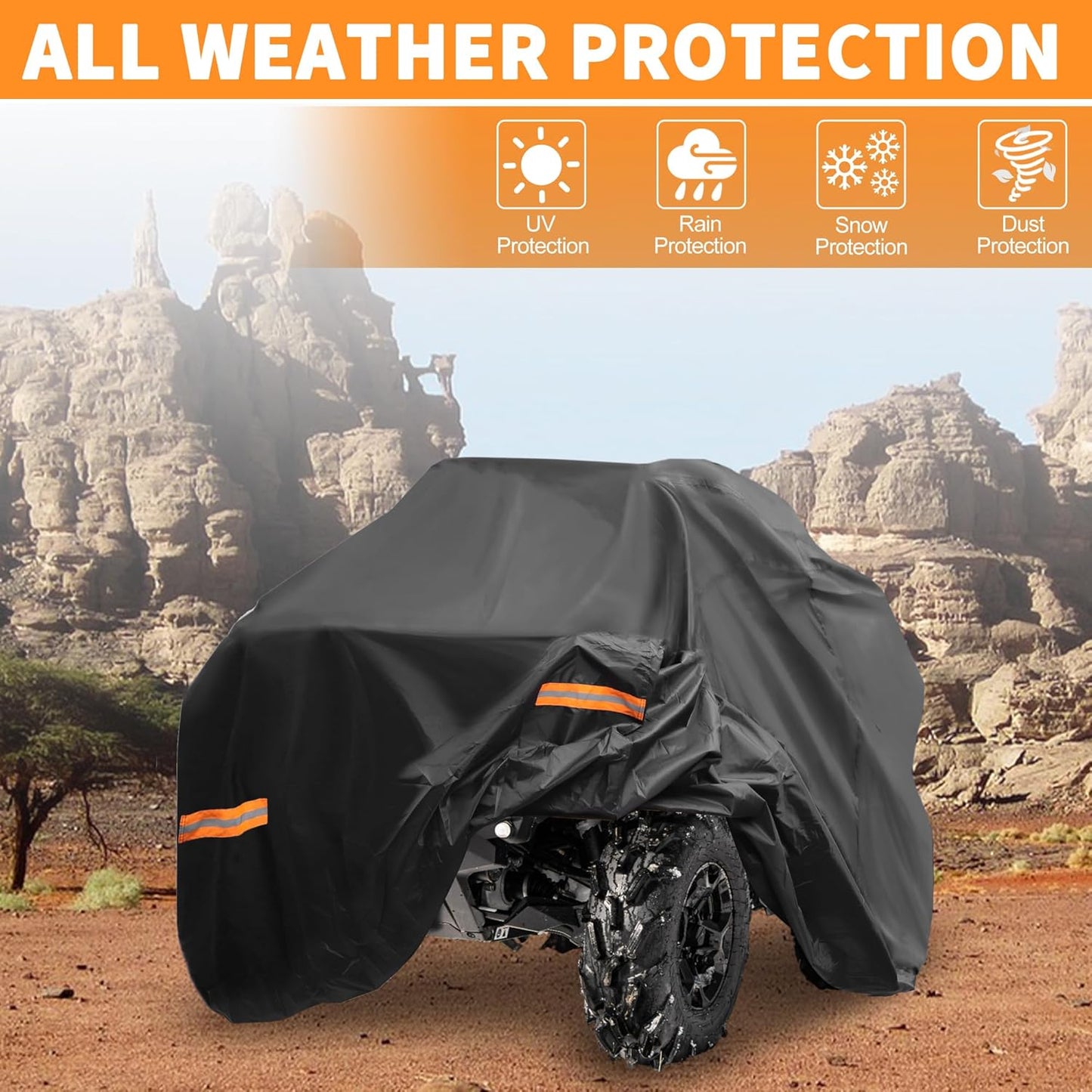 X AUTOHAUX ATV Cover for Can-am Outlander MAX XT DPS/XT-P Waterproof 4 Wheelers Quad Cover Outdoor Sun Rain Storage Protection 210D-PU Black 240x122x135cm