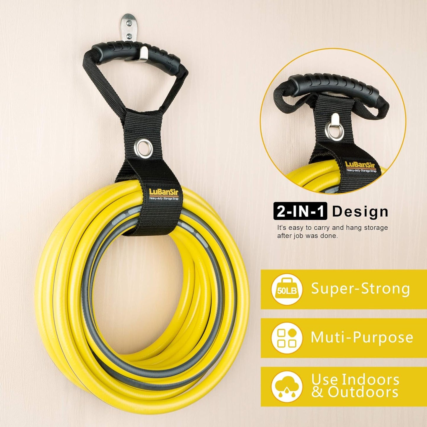 LuBanSir 3 Pack Extension Cord Organizer, 17" Portable Hook and Loop Storage Straps with Grommet Fit Extension Cords, Cables, Ropes, Garden Water Hoses Carrying and Hanging