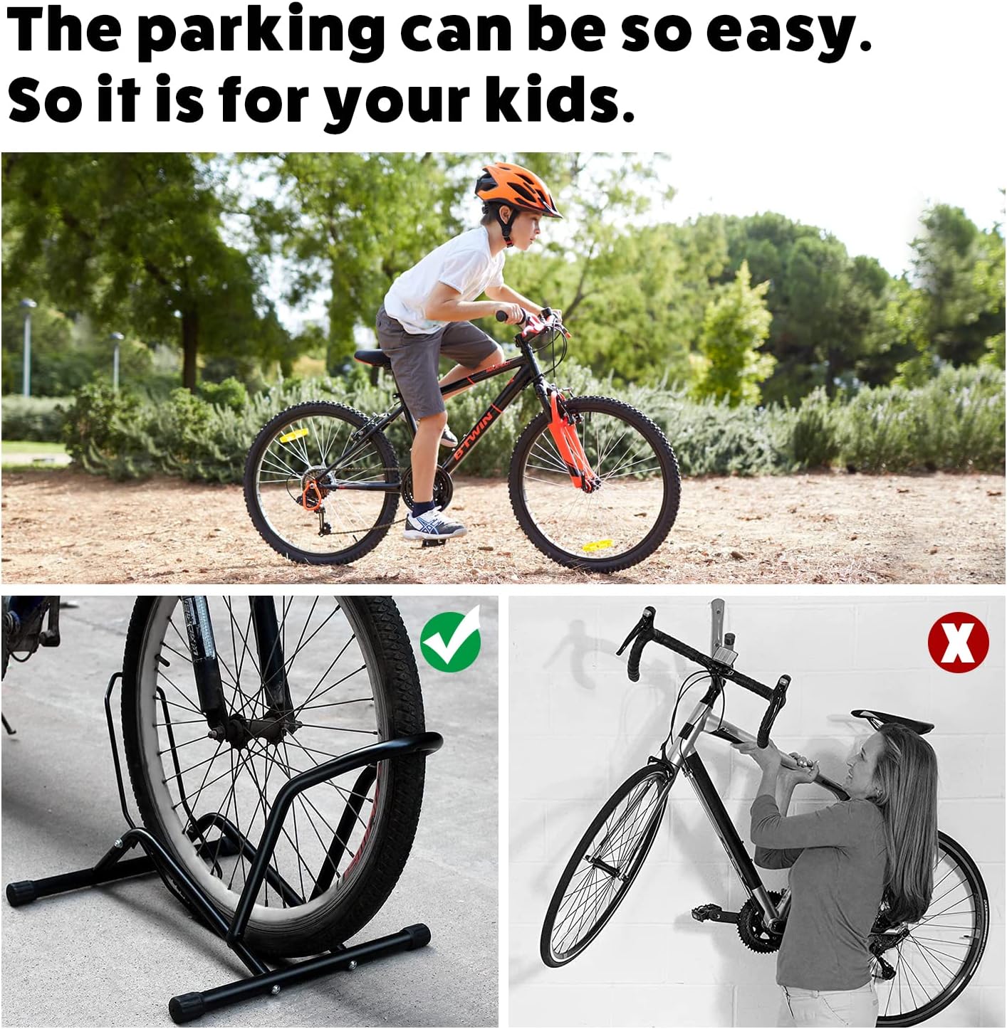 UNITEDPOWER Bike Floor Stand, Adjustable Freestanding Bicycle Storage Parking Rack for Indoor, Outdoor 16''-29" Wheel Stand