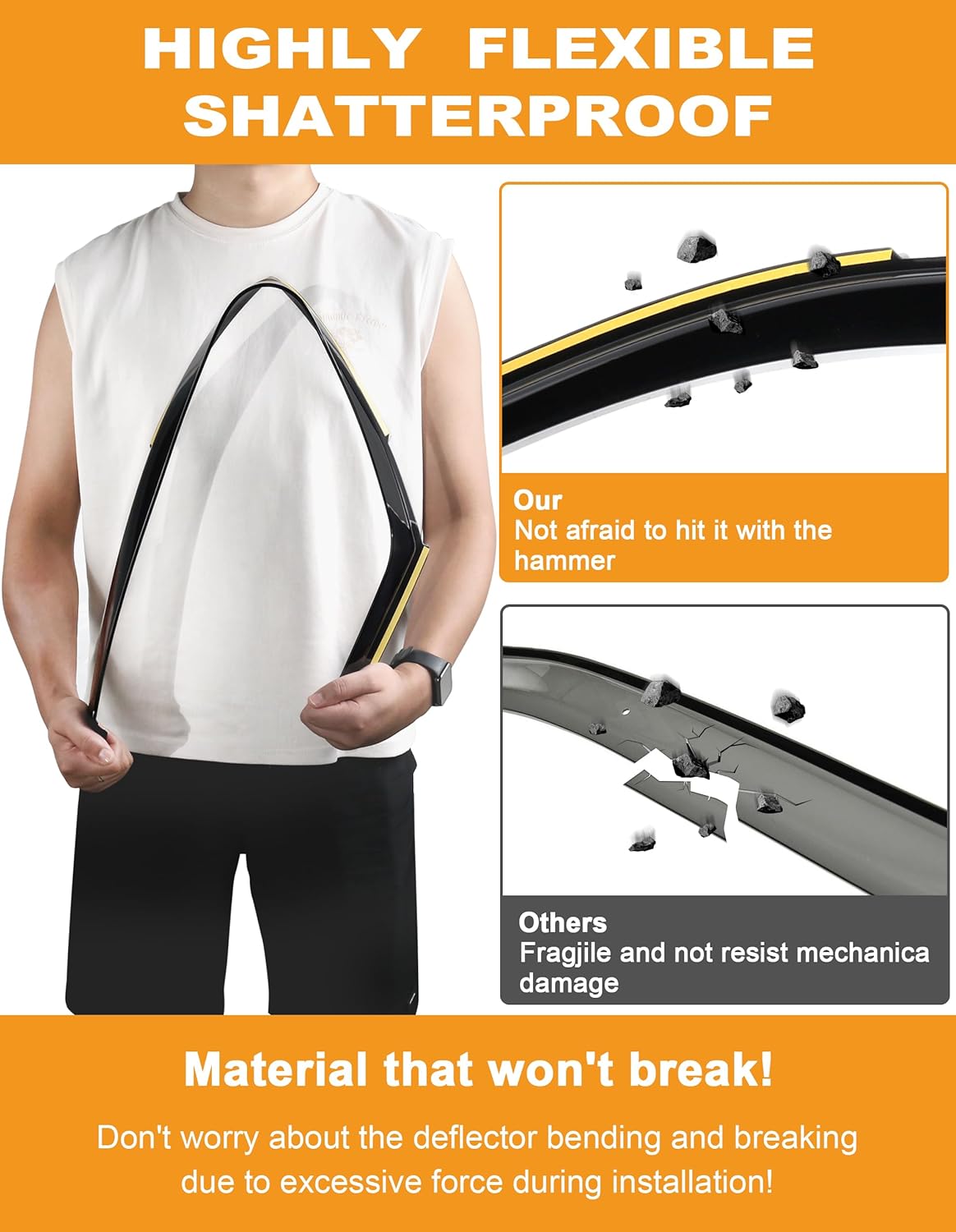 in-Channel Window Rain Guards Fit for Truck Dodge RAM 1500 (New Body Style Includes TRX) 2019-2025 Crew Cab Extra Durable Window Deflectors Vent Visors Shades Exterior Car Accessories