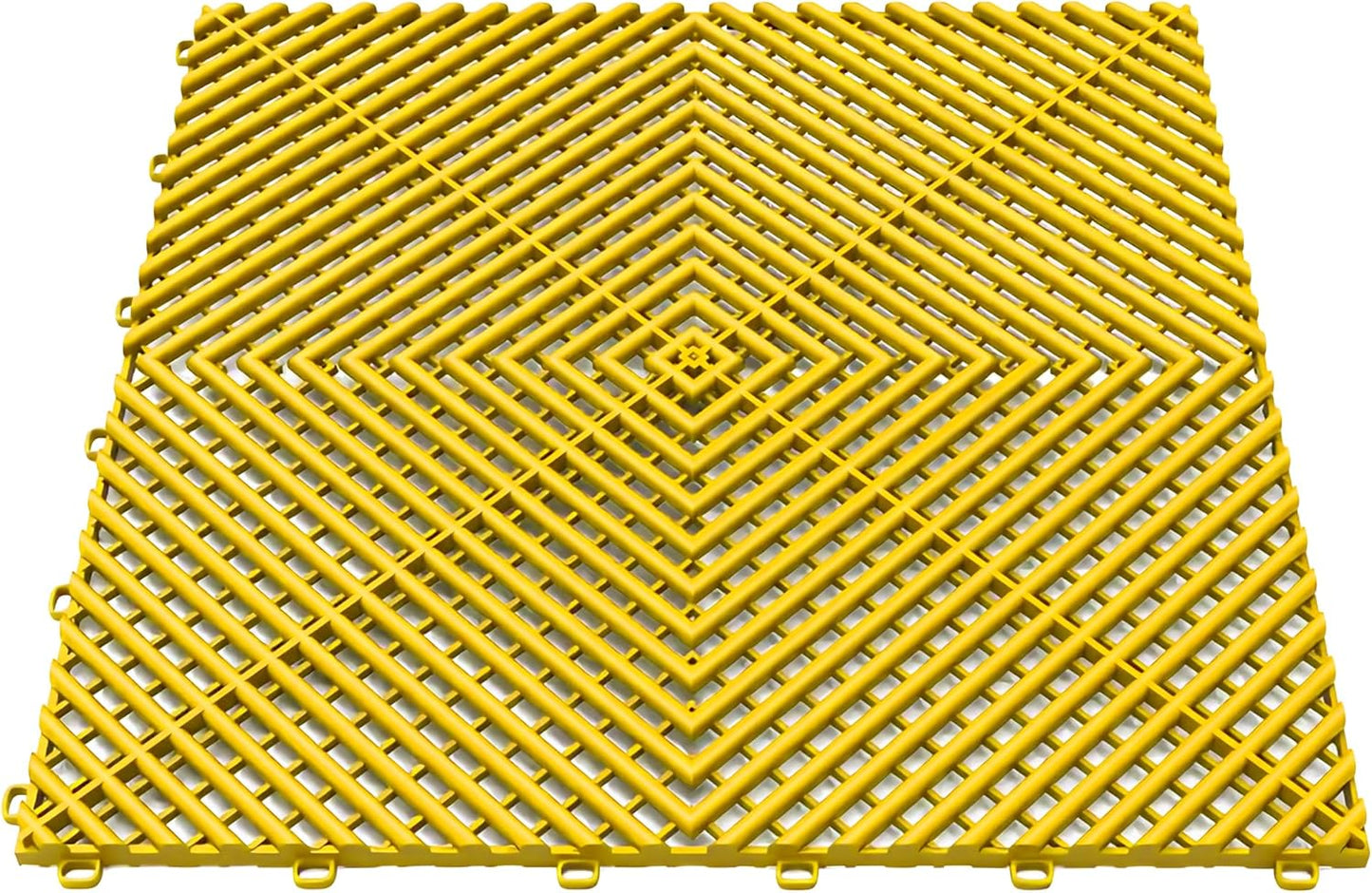15.7"x15.7" Garage Flooring Tiles, Non-Slip Interlocking Plastic Garage Floor Mat, Garage Organization & Garage Storage, Vented Pattern (Yellow, 25PCS)