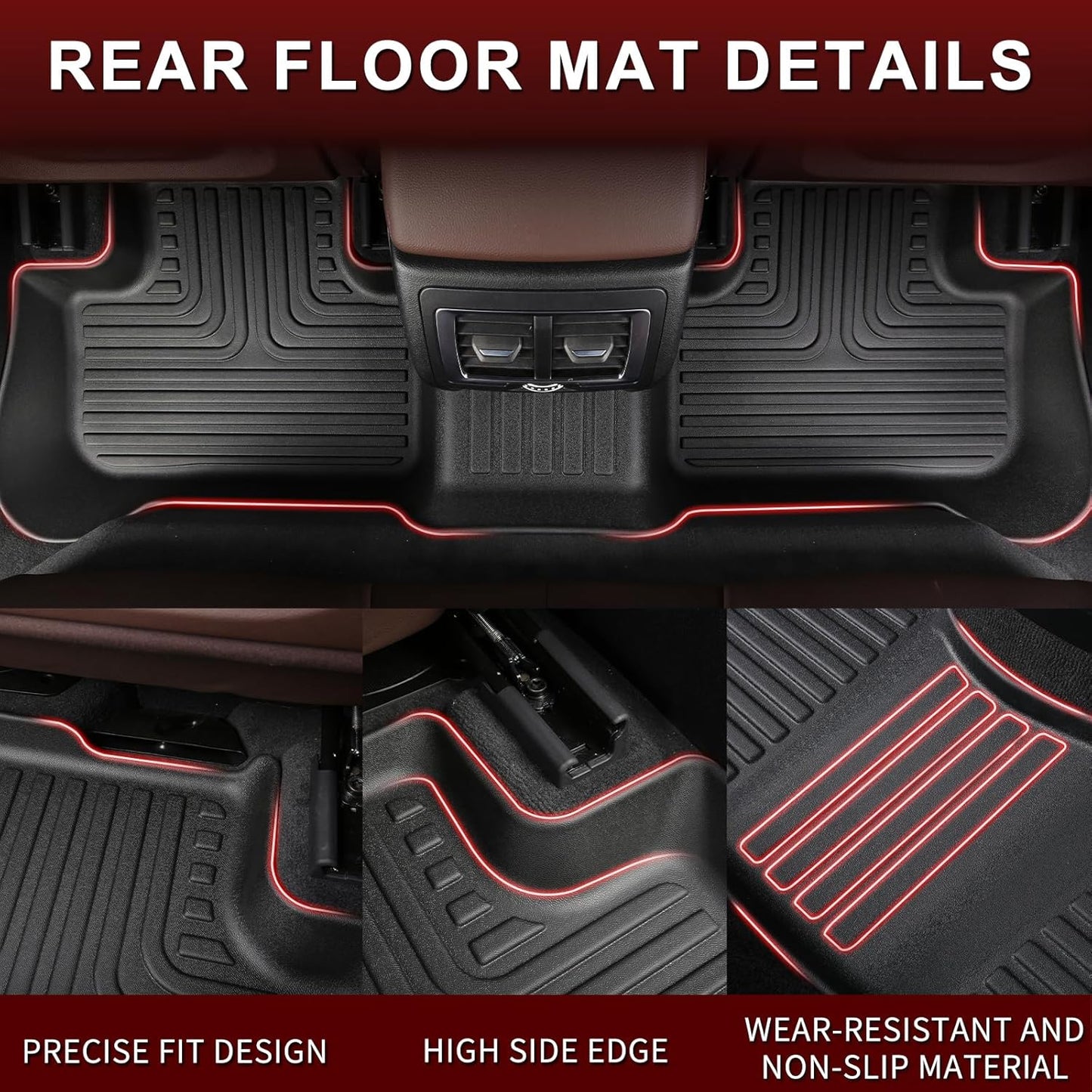 Wayhigh-All Weather Floor Mats Fit for Hyundai Santa Cruz 2022-2024 2025 Custom Fit TPE Heavy Duty Car Mats Santa Cruz Accessories-Black