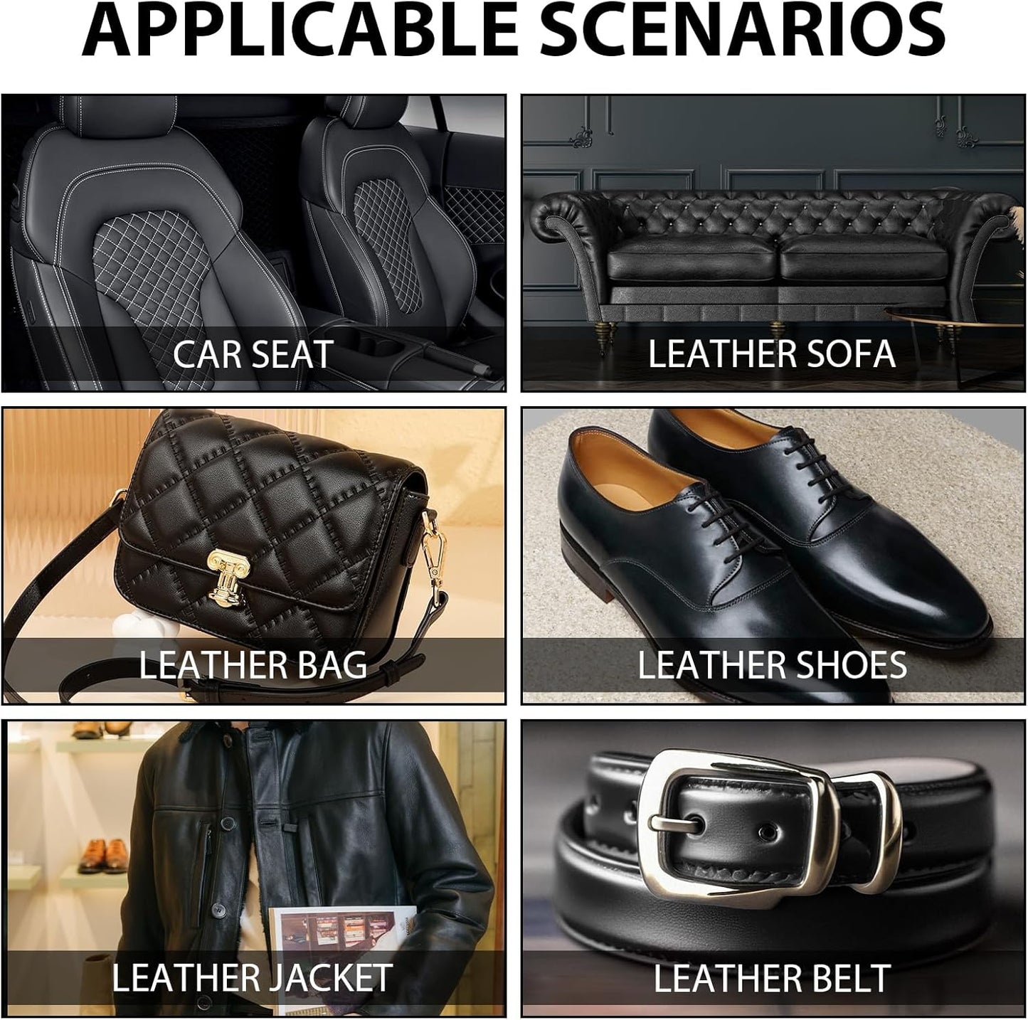 Leather Repair Kit,Car Seats, Sofa,Jacket & Purse - Repairs Burn Holes,Scratches,Tears - Restores Faux,Vinyl,Artificial and Real Leather (Black)