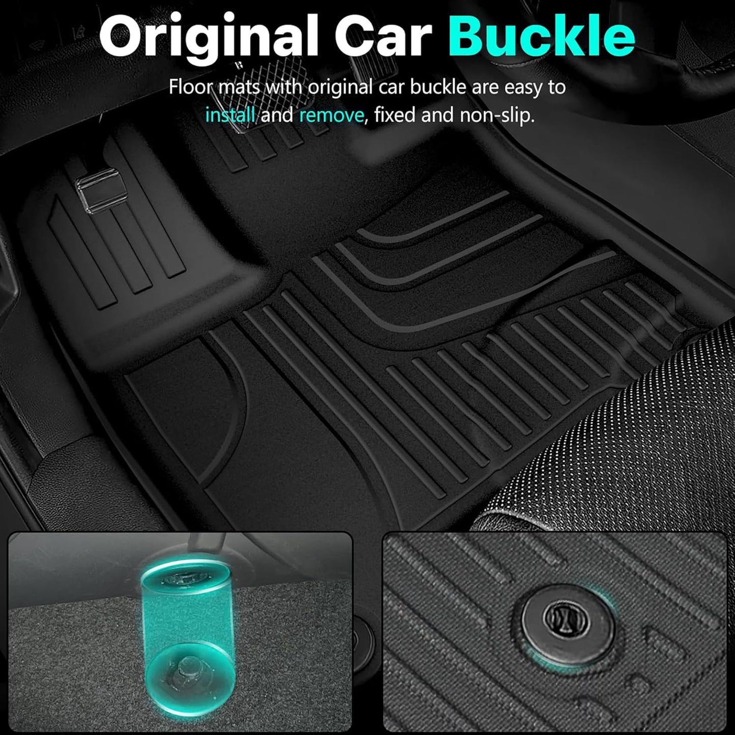 Floor Mats Compatible with Honda Pilot 8 Seats 2016-2022 (No Elite Models) - TTX LIGHTING All Weather Cargo Liner with Back Seat Cover TPE Trunk Mat & Backrest Mat & Floor Liners Pilot Accessories