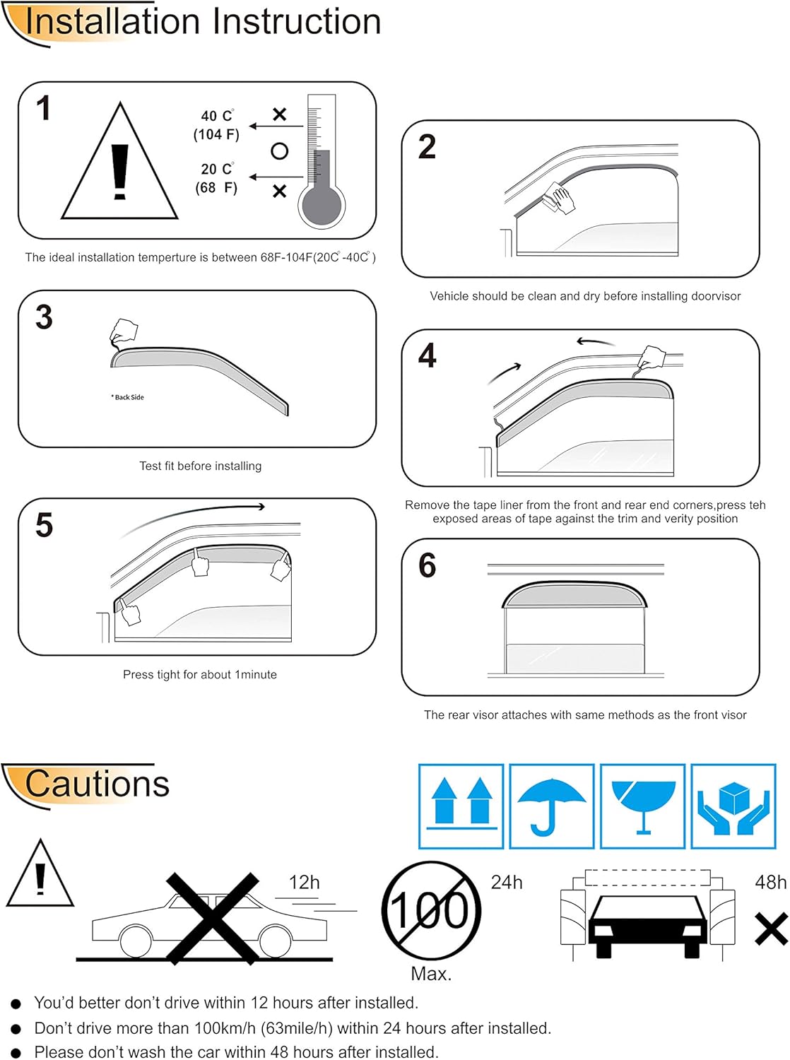 4pcs for 05-10 Grand Cherokee Window Visors Sun Rain Guard