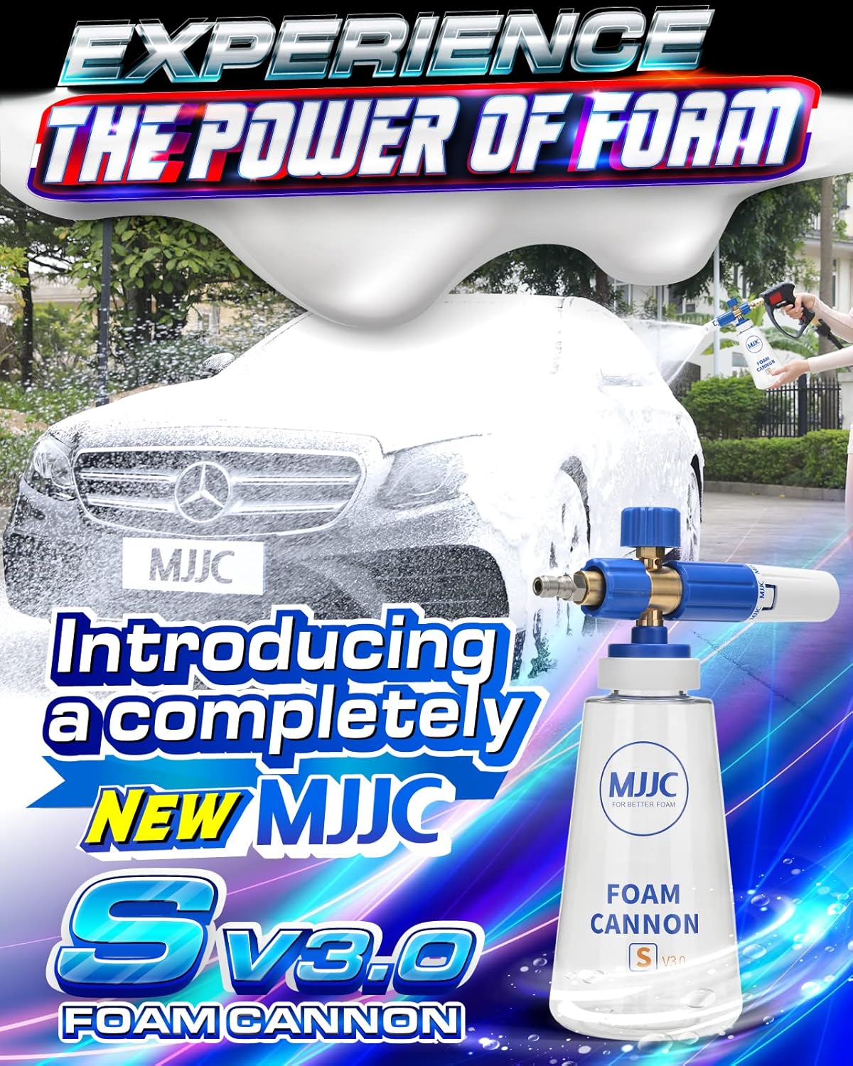MJJC Foam Cannon S V3.0 (Thicker Snow Foam Technology) with 1/4 Inch Quick Connector for Pressure Washer Foam Soap(20 fl oz) Kit