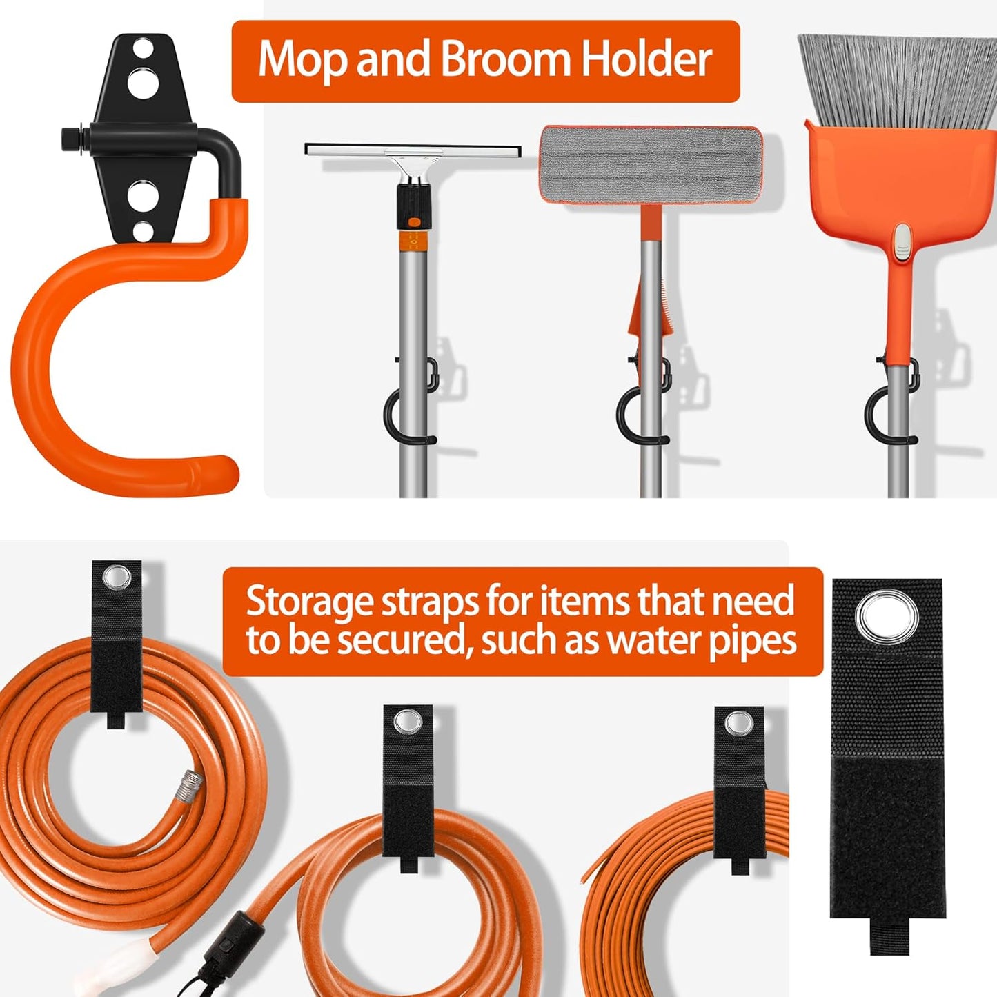 18 Pack Garage Hooks Heavy Duty - Anti-Slip Coating， Garage Storage Hooks for Hanging Bike，Ladder，Garden Tools，Hose