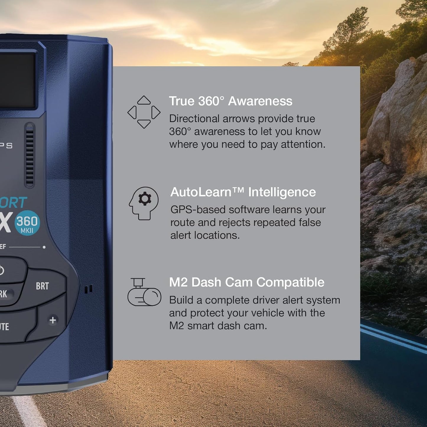Escort MAX 360 MKII Radar Detector with EZ Mag Mount - Exceptional Range, True 360° Awareness, AutoLearn Intelligence Rejects False Alerts, Sleek Magnetic Mount for Escort Models