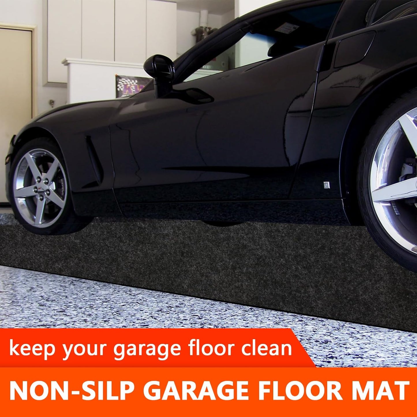 Non-Slip Garage Floor Mat for Under Car, 7'4"x17' Extra Large Absorbent Oil Garage Parking Mat, Waterproof Backing, Reusable, Washable, Protects Floor from Snow, Rain and Mud for Cars