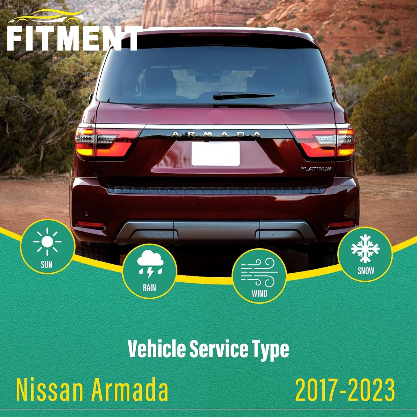 24" 19" 12" Windshield Wiper Blades Replacement for Nissan Armada 2017 2018 2019 2020 2021 2022 2023 Premium All Weather Front Rear Wipers Set - OEM Quality (Pack of 3)