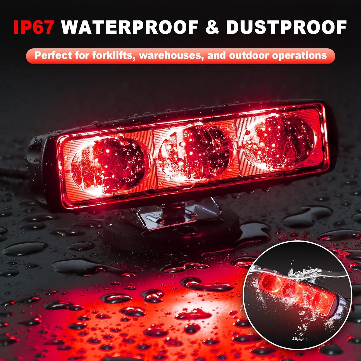 2Pcs Forklift Safety Light Red, 30W Straight Line Forklift and AGV Safety Indicator Warehouse Hazardous Area Warning Light for Warehouse and Industrial Use (DC 10-100V)