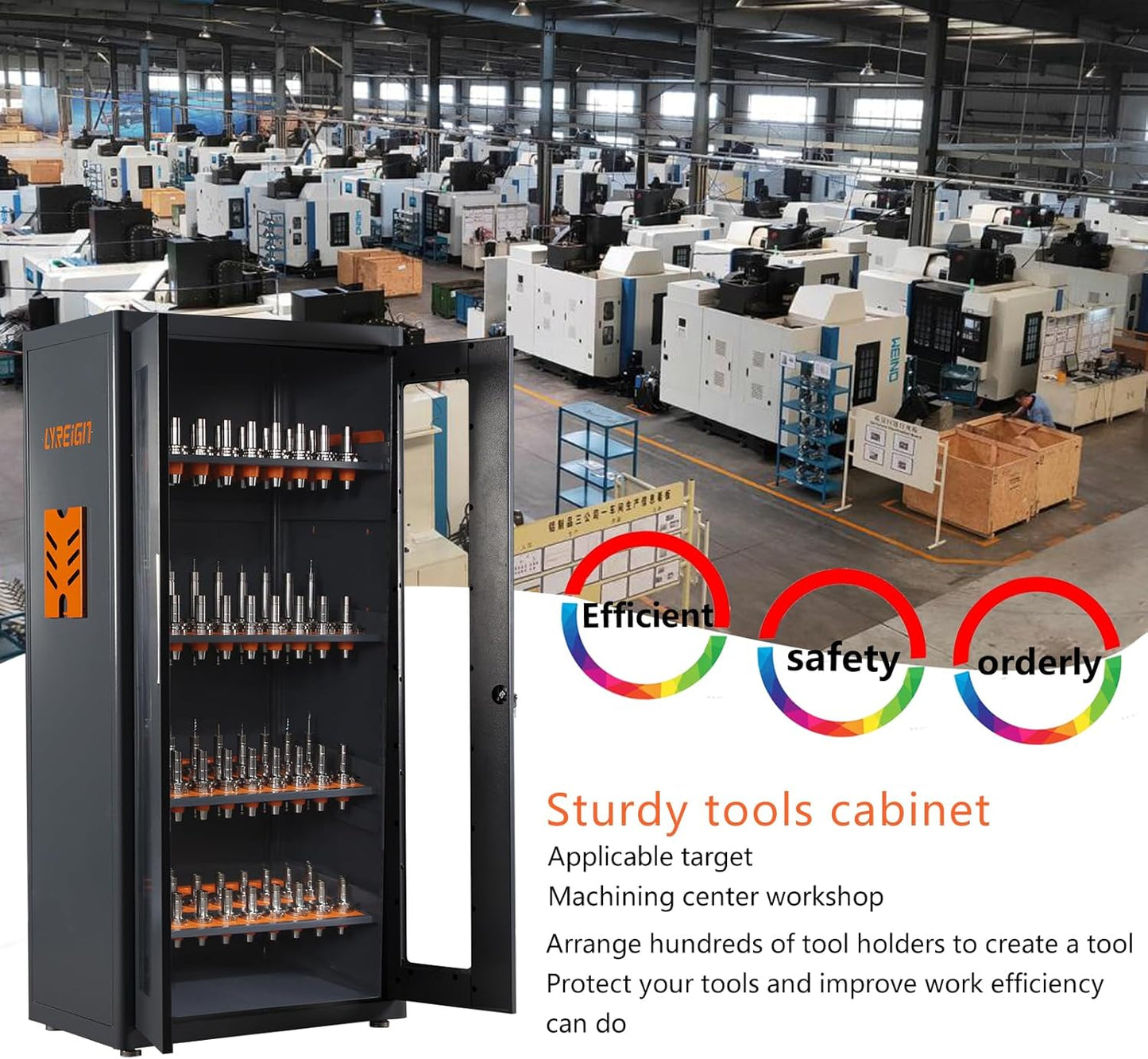 Large Capacity Tool Storage Cabinet, CNC Tool Holder Station Rack With Lock, Multi-Purpose Suitable for Machinists and Workers