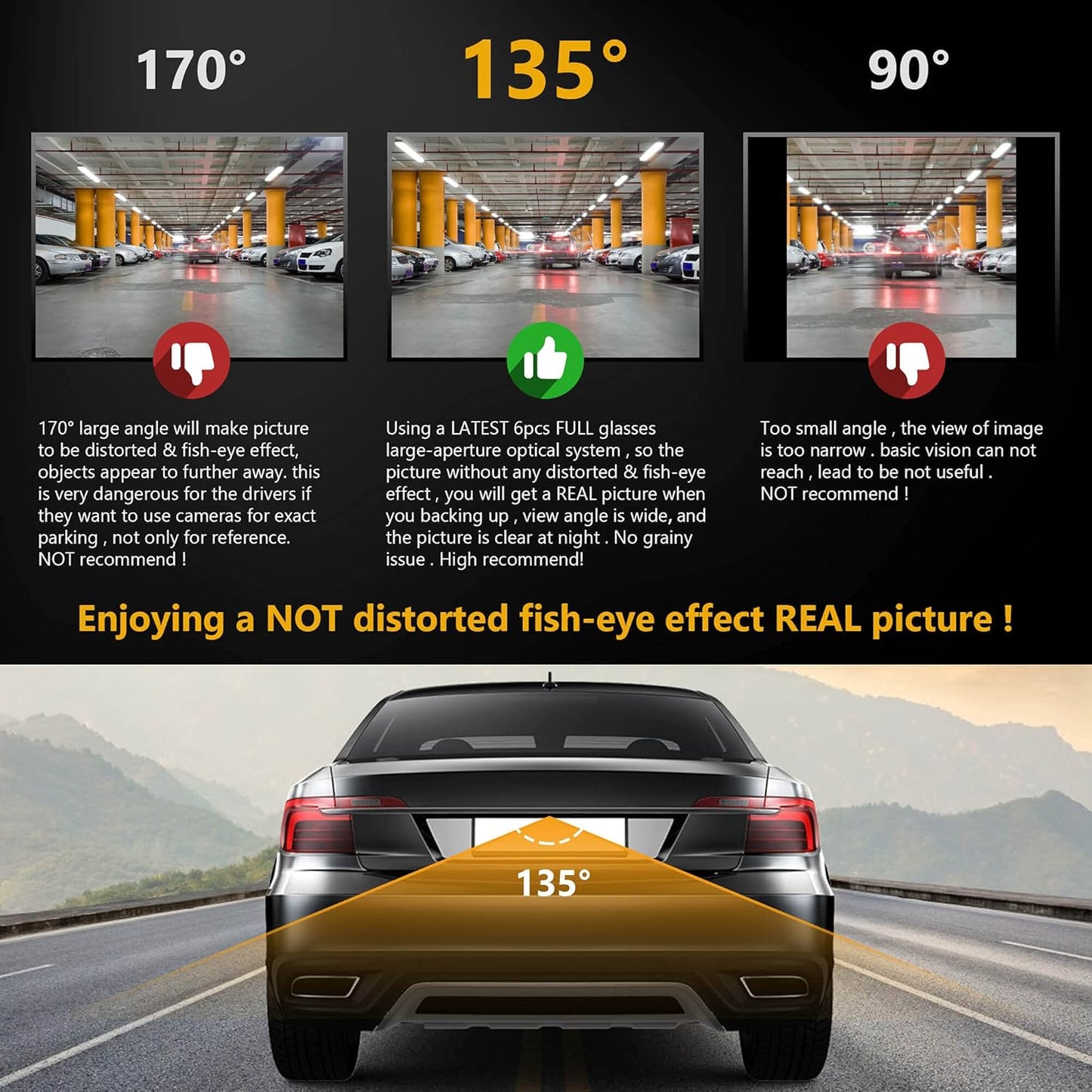 NATIKA Backup/Front View Camera: No Distorted Affect Starlight Night Vision HD Waterproof 720P AHD and TVI Hitch Backup/Reverse/Rear View Camera License Plate for Cars Pickup Trucks SUV RV Van