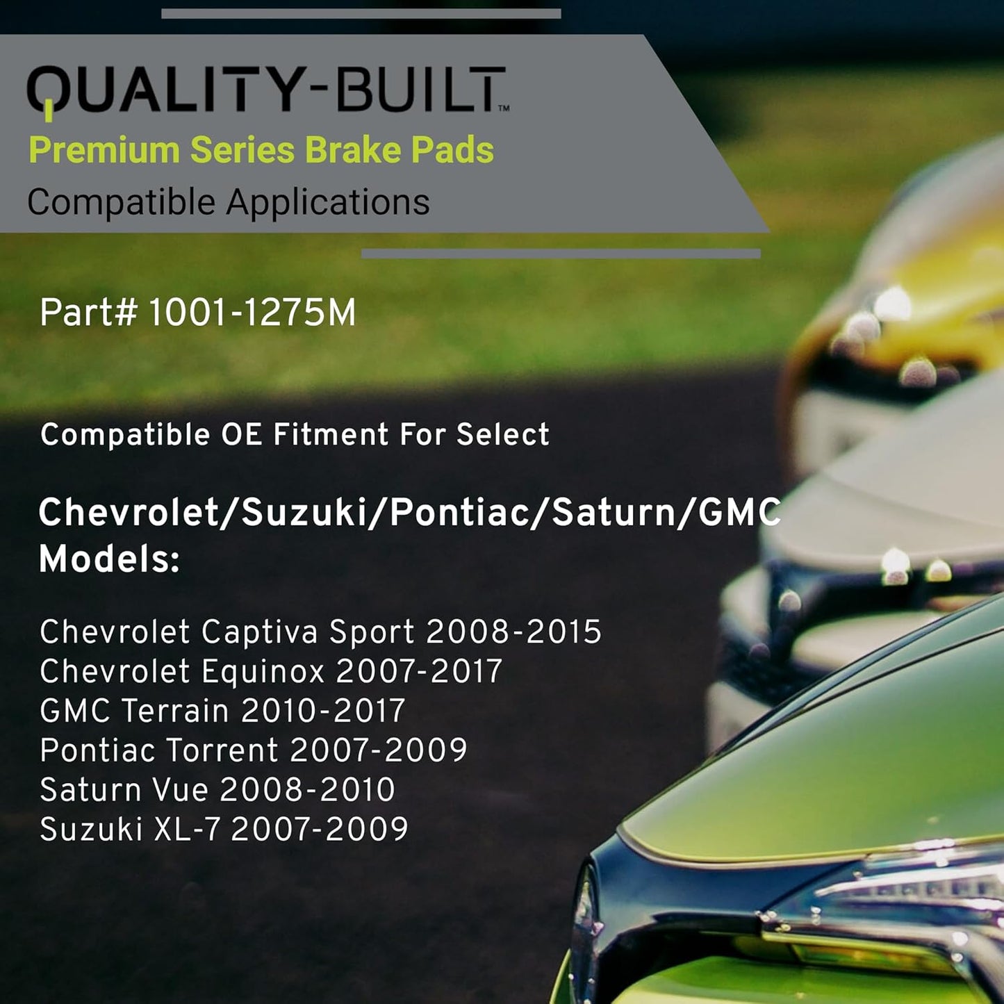 Premium Semi-Metallic Rear Brake Pads (1001-1275M) Compatible with 2007-2017 Chevrolet/GMC/Pontiac/Saturn/Suzuki (Captiva Sport/Equinox/Terrain/Torrent/Vue/XL-7)