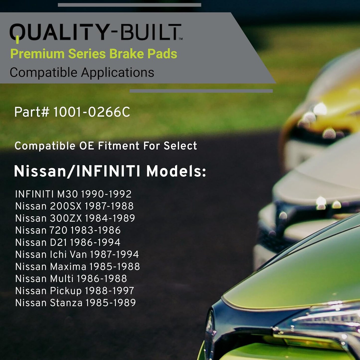 Premium Ceramic Front Brake Pads (1001-0266C) Compatible with 1983-1997 INFINITI/Nissan (200SX/300ZX/720/D21/Ichi Van/M30/Maxima/Multi/Pickup/Stanza)