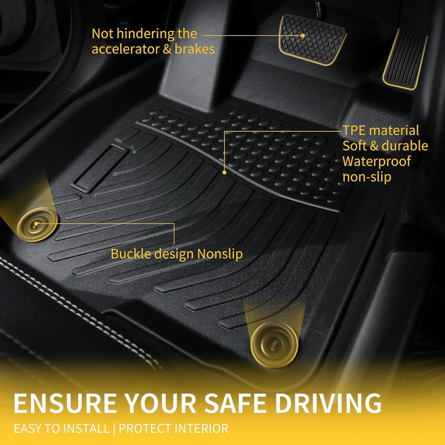 GINOWY-Floor Mats & Cargo Liner for Kia K4 2025, TPE All Weather Car Mats Custom for Kia K4 Floor Liners Cargo Trunk Mat Accessories Black