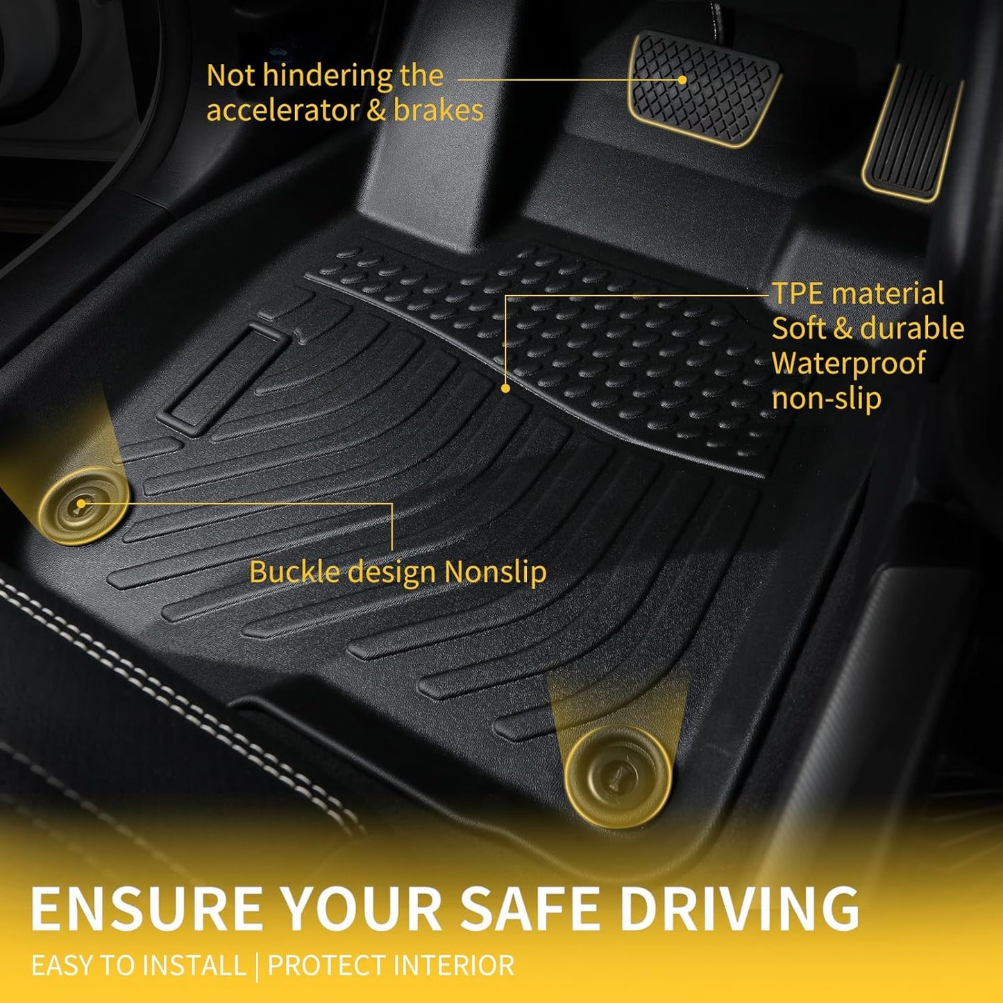 GINOWY-Floor Mats & Cargo Liner for Honda CRV 2017-2022 TPE All Weather CR-V Car Mats (Deck in Upper Position) Non-Slip Trunk Mat Floor Liners Waterproof Custom Fit Accessories Mats Black