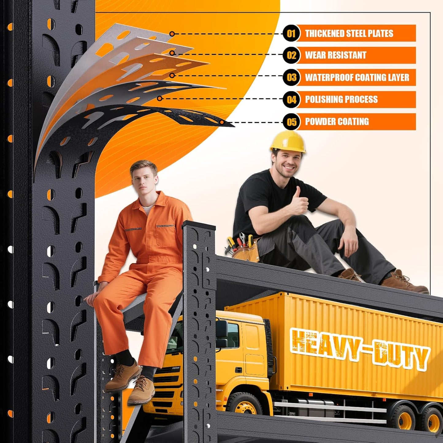 48''W Garage Shelving Heavy Duty, Metal Garage Shelves, 7000LBS Storage Shelves 4 Tier Adjustable Steel Shelving Units, Wide Industrial Shelving Storage Rack for Warehouse, Basement,Black