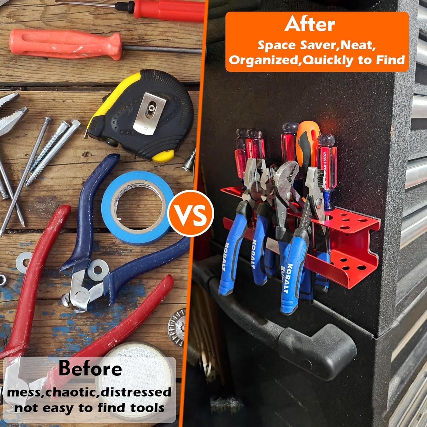 MUTUACTOR Magnetic Screwdriver Holder,Heavy Duty Magnetic Mount Red Screwdriver Organizer,Magnetic Tool Holder Durable Storage Holder for Screwdriver Plier Shear Tool Chest Cart Workbench,1PCS