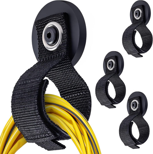 Homde 4pcs Strong Magnetic Hook, Heavy Duty Magnet Tool Holder 2.6 inch for Hanging, Utility Garage Hanger for Hose, Cable, for Garage, Workshop, RV(4 Black)