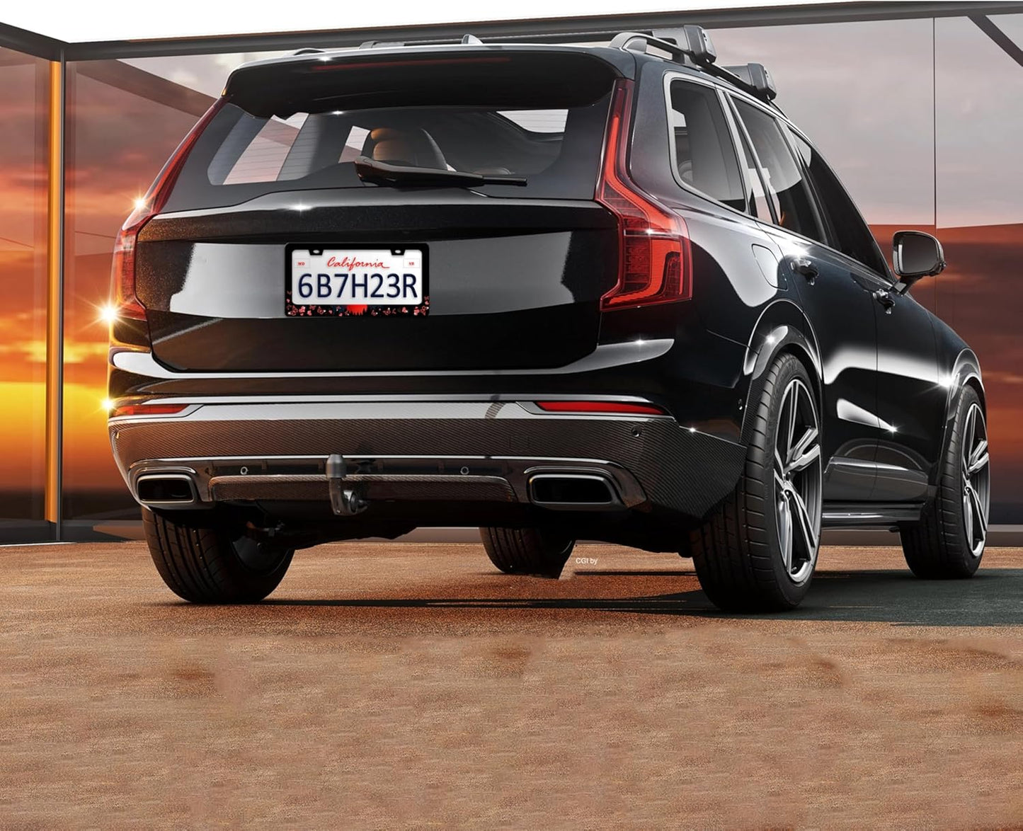 Red Moon Butterfly License Plate Frame Night Forest License Plate Holders Funny Stainless Steel Auto Accessory Bracket 2 Hole with Screws Universal Us Car License Plate Frames 6x12 Inch for Women Men