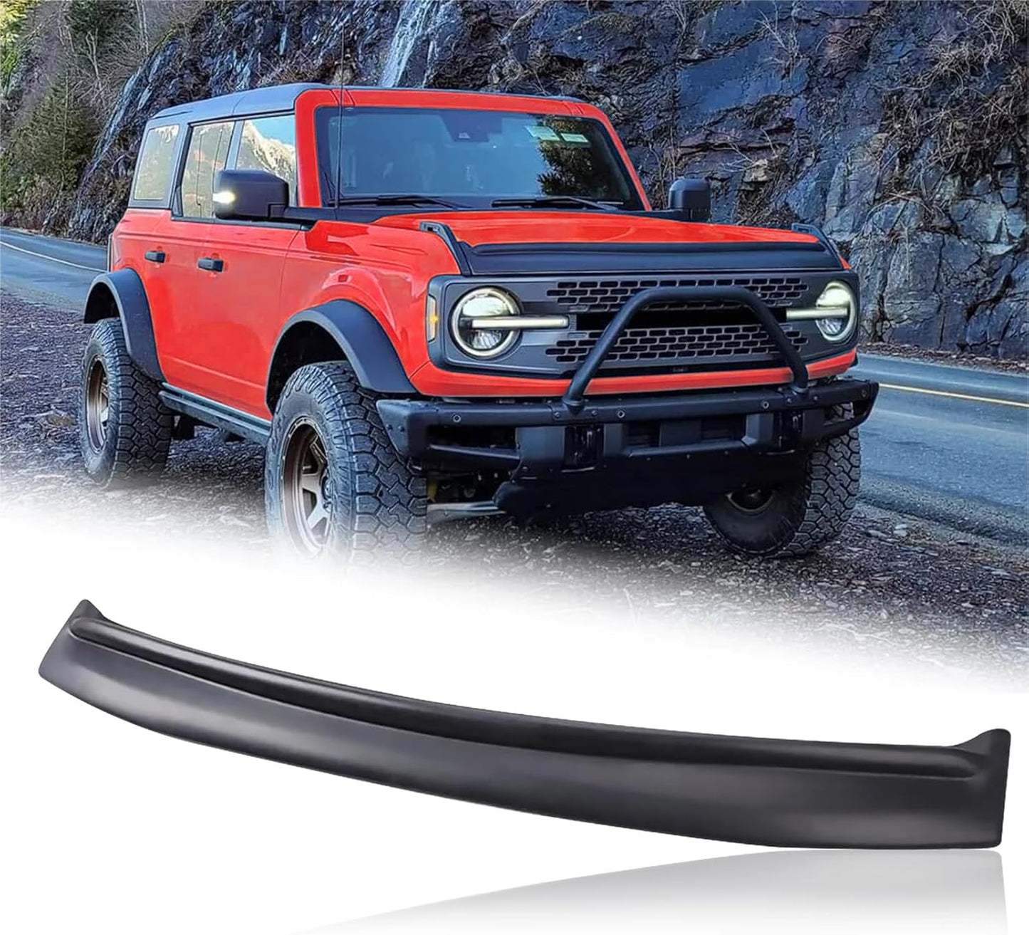 Hood Deflector Hood Protector Compatible with Ford Bronco 2/4 2024 2023 2022 2021 Matte Black Hood Protector Bug Deflector Stone Guard(Not for Bronco Sports)