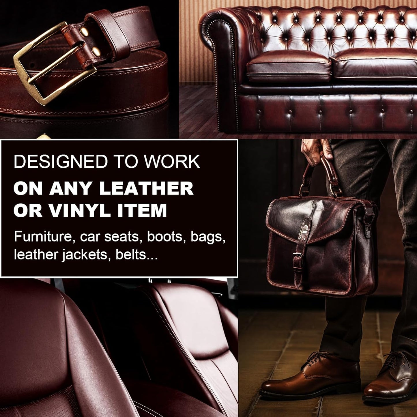 12oz Leather Recoloring Balm & 3.4oz Mink Oil Leather Conditioner kit,Dark Gray Leather Color Repair Kits for Couches, Leather Couch Paint Scratch Repair for Furniture Car Sofa Shoes Leather Dye