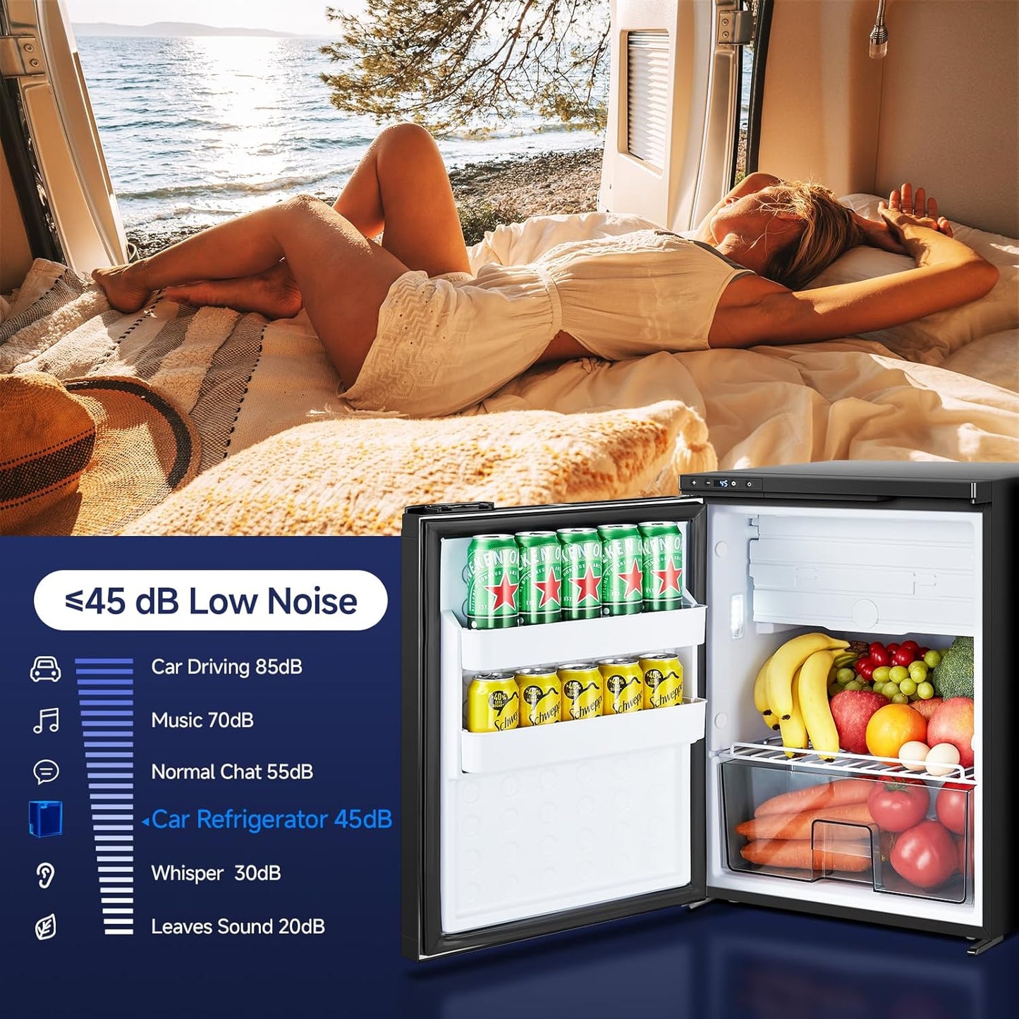 BODEGACOOLER 12 Volt Refrigerator, RV Refrigerator APP Control, 65L(2.3cu.ft.) RV Fridge Freezer, Car Refrigerator with Lock, (4℉-46℉) Travel Compressor Cooler 12/24V DC for Truck, RV, Camping