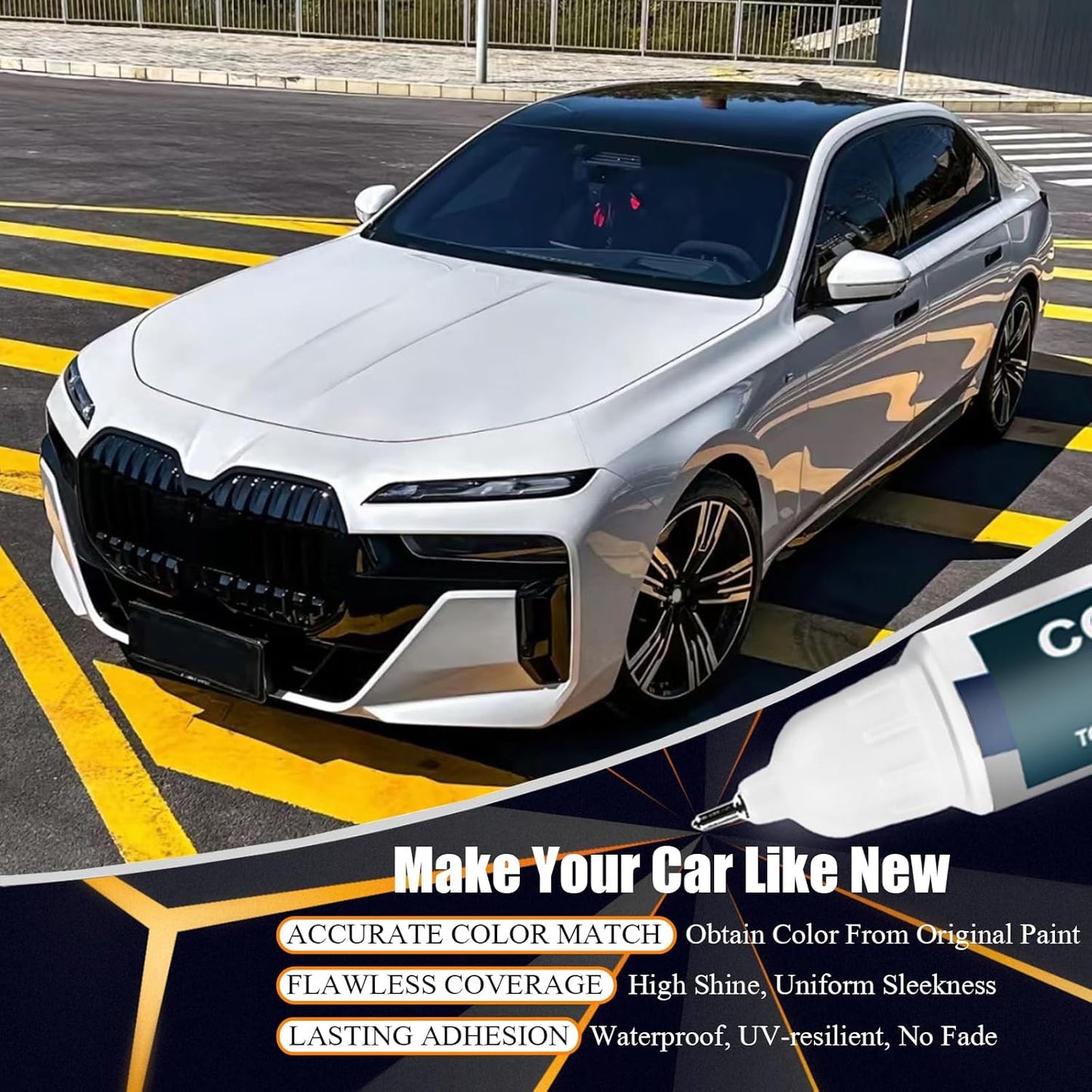 Arctic Race Blue Metallic(C4F) Touch Up Paint for BMW, Car Paint Pen Scratch Repair Two-In-One Touch Up Paint, Premium Car Scratch Remover for Deep Scratches