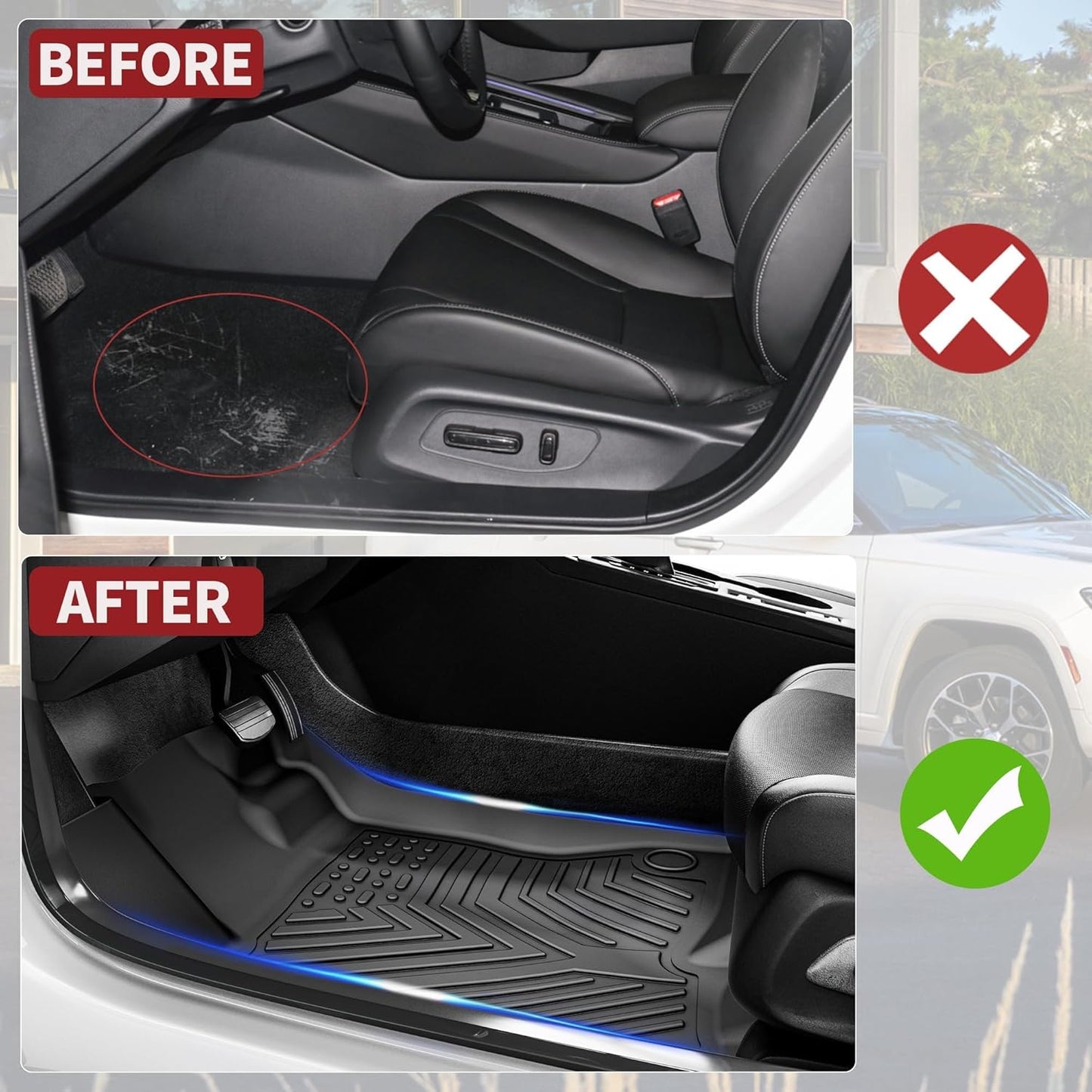 YITAMOTOR Floor Mats Set Fits for Chevrolet Equinox 2018-2024, Custom Fit Front & 2nd Seat Cargo Liner Set - Black TPE All-Weather Guard