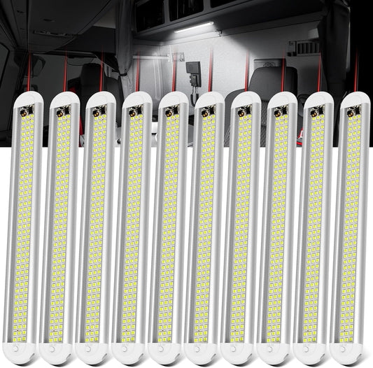 12v LED Interior Light Bar，CT CAPETRONIX 120LEDs 1500LM 8W DC 12 Volt led Strip Lights with ON/Off Switch，for Enclosed Cargo Trailer, Car RV Van Truck Lorry Camper Boat Caravan Motorhome (10Pack)