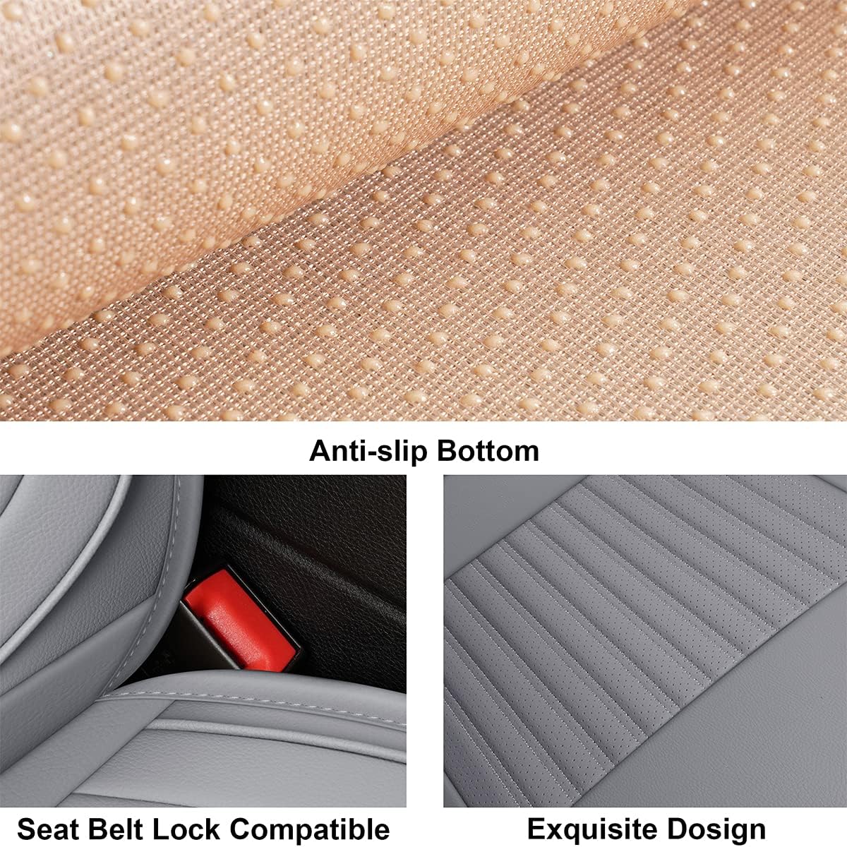 LINGVIDO Car Seat Covers, Breathable and Waterproof Faux Leather Automotive Seat Covers for Cars SUV Pick-up Truck Sedan,Universal Anti-Slip Driver Seat Cover with Backrest (Full Seat, Gray)