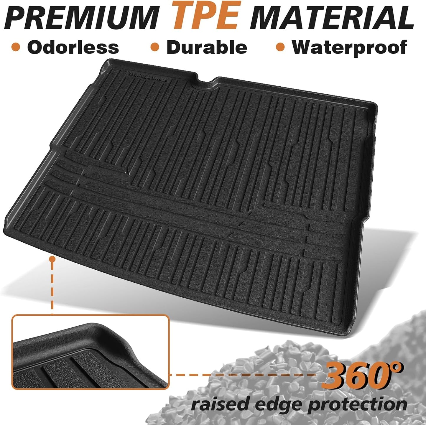 TripleAliners Trunk Mat All Weather Liners Compatible with 2025 Nissan Kicks Interior Accessories Custom Fit Anti-Slip TPE Full Coverage Protection Rear Trunk Floor Mat (SV SR Trim Level ONLY)