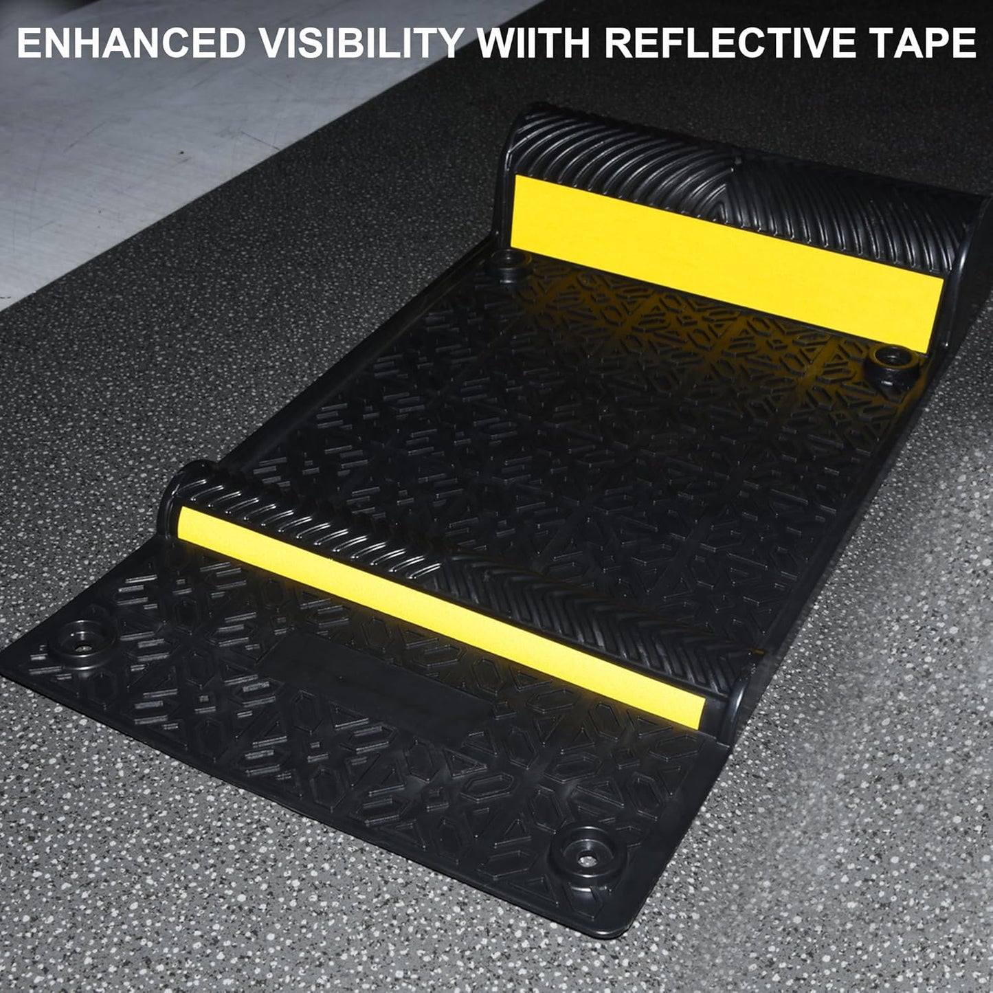 OrangeStar 8 Pack Parking Guide Mat, 21” Heavy Duty PU Wheel Stopper w/Reflective Stripe for Garage Vehicles, Indoor/Outdoor Use, Black