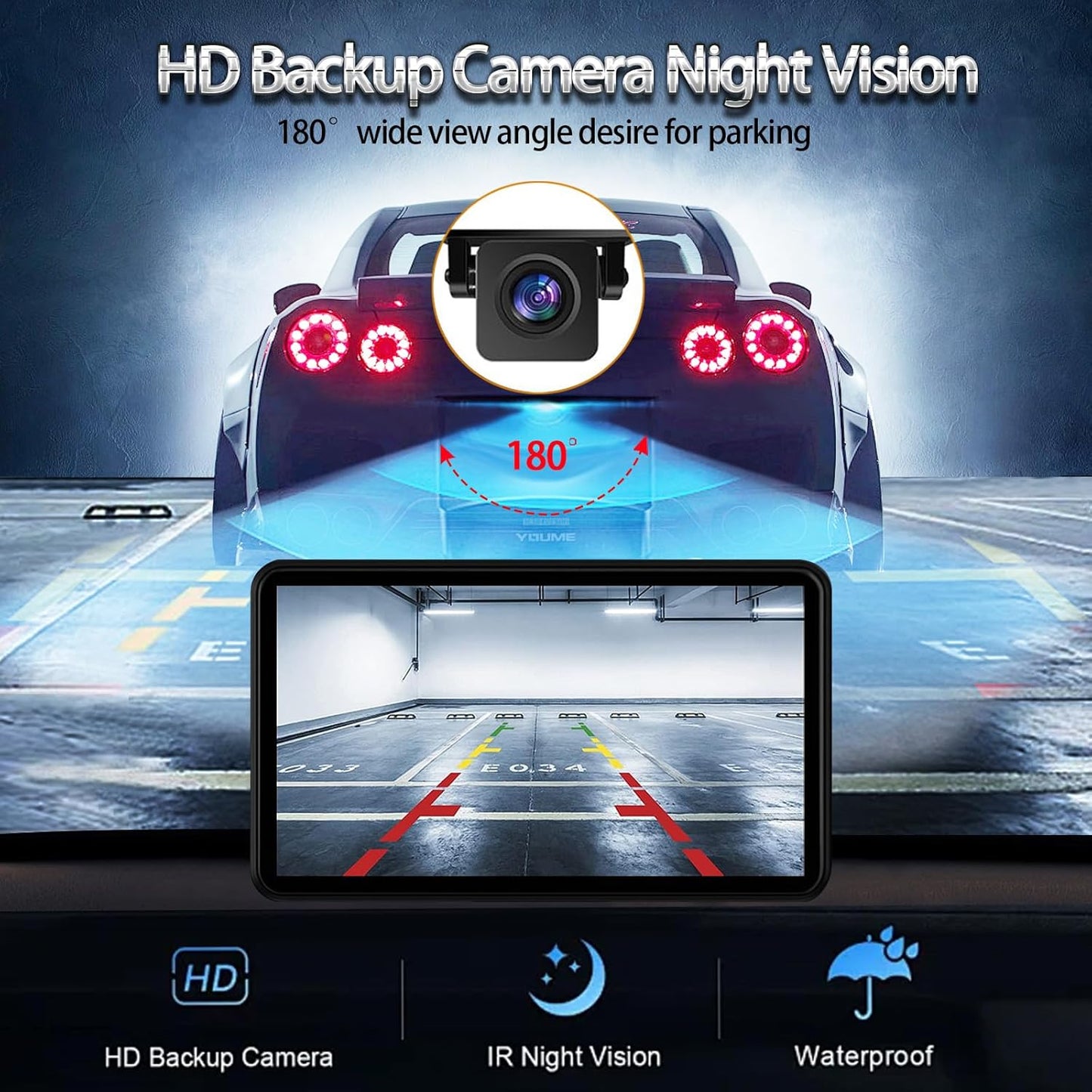 for Apple Carplay Wireless Portable 7" Touchscreen Car Stereo Voice Control with Apple Car Play & Android Auto Car Audio Backup Camera Bluetooth GPS Navigation/Mirror Link Fits All Cars