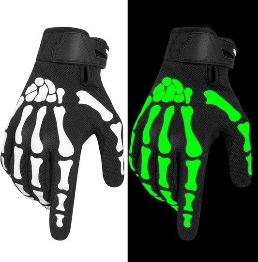 RIGWARL Skeleton Gloves Glow in The Dark, Touchscreen Riding Cycling Gloves for Men and Women, Breathable Motorcycle Glove
