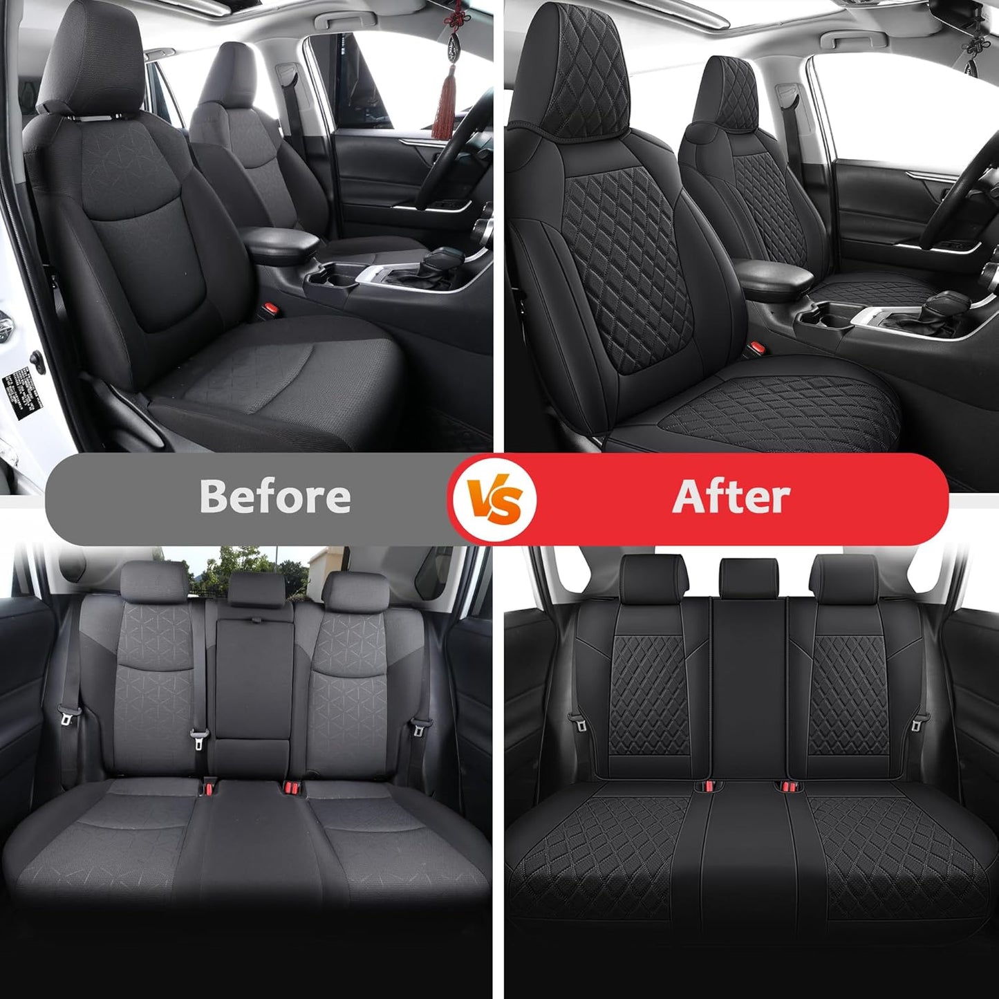 MIROZO Seat Covers for rav4,Waterproof Car Seat Covers Faux Leather Seat Cover Full Set Fit for 2019-2025 Toyota RAV 4 Non-Hybrid (Not for Adv & TRD-Off,Black)