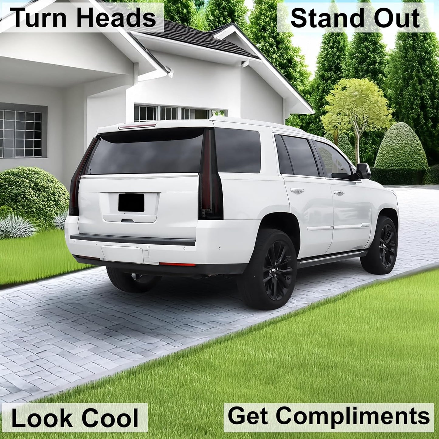 BOGAR TECH DESIGNS Rear Taillight Tail Light Tint Kit PPF Fits Cadillac Escalade (ESV) 2015-2020, Dark Smoke