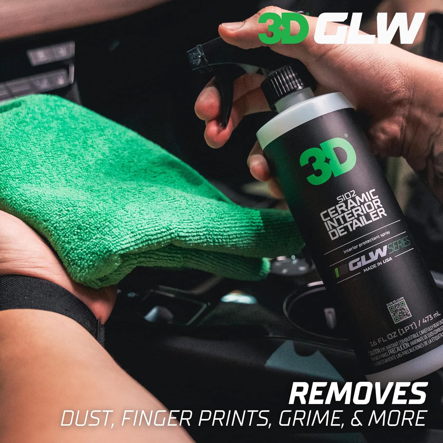 3D SiO2 Interior Detailer, GLW Series | Ultimate Deep Cleaning | Ultra Ceramic Protectant |Safe on Leather, Vinyl, Plastic & More | Removes Dust, Dirt, Grease | DIY Car Detailing | 64 oz