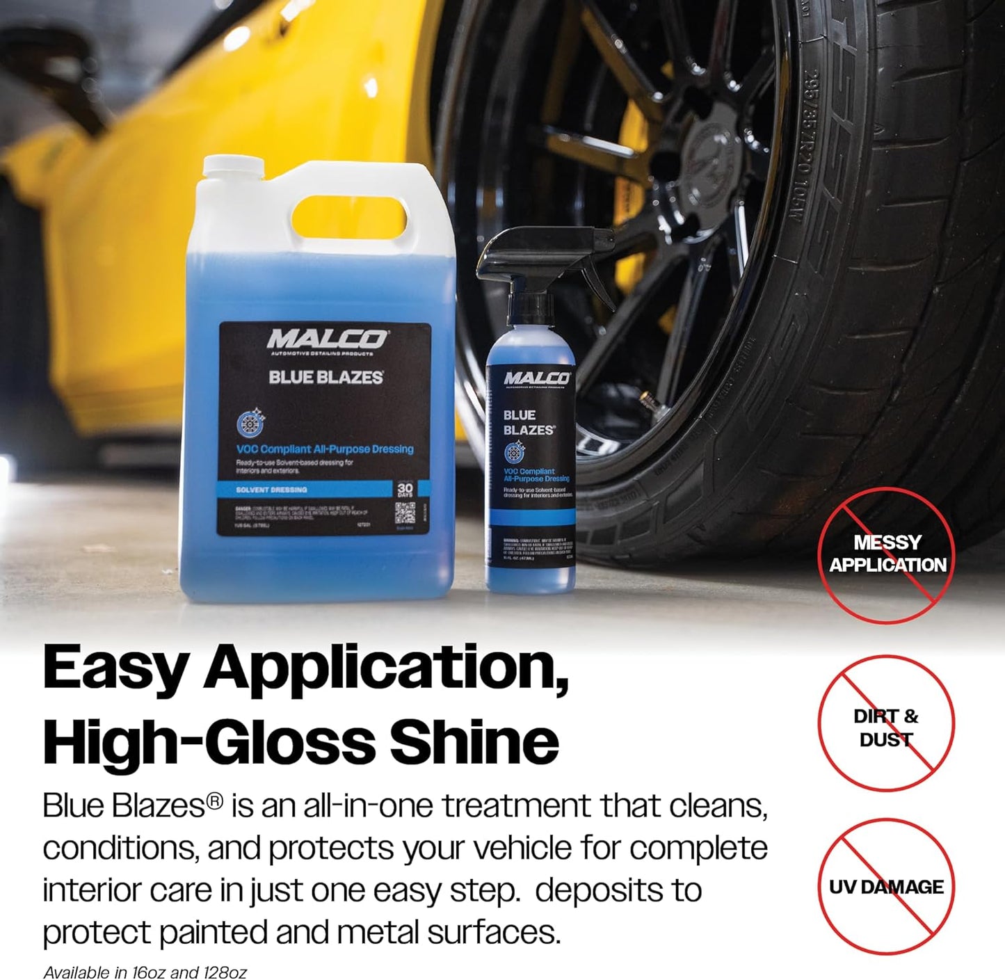 Malco Blue Blazes VOC Compliant All-In-One Car Conditioner – Protects & Preserves Leather, Rubber, Plastic, & Vinyl Surfaces/Produces a Durable, High-Gloss Shine/Pleasant Fragrance/16 Oz. (127216)