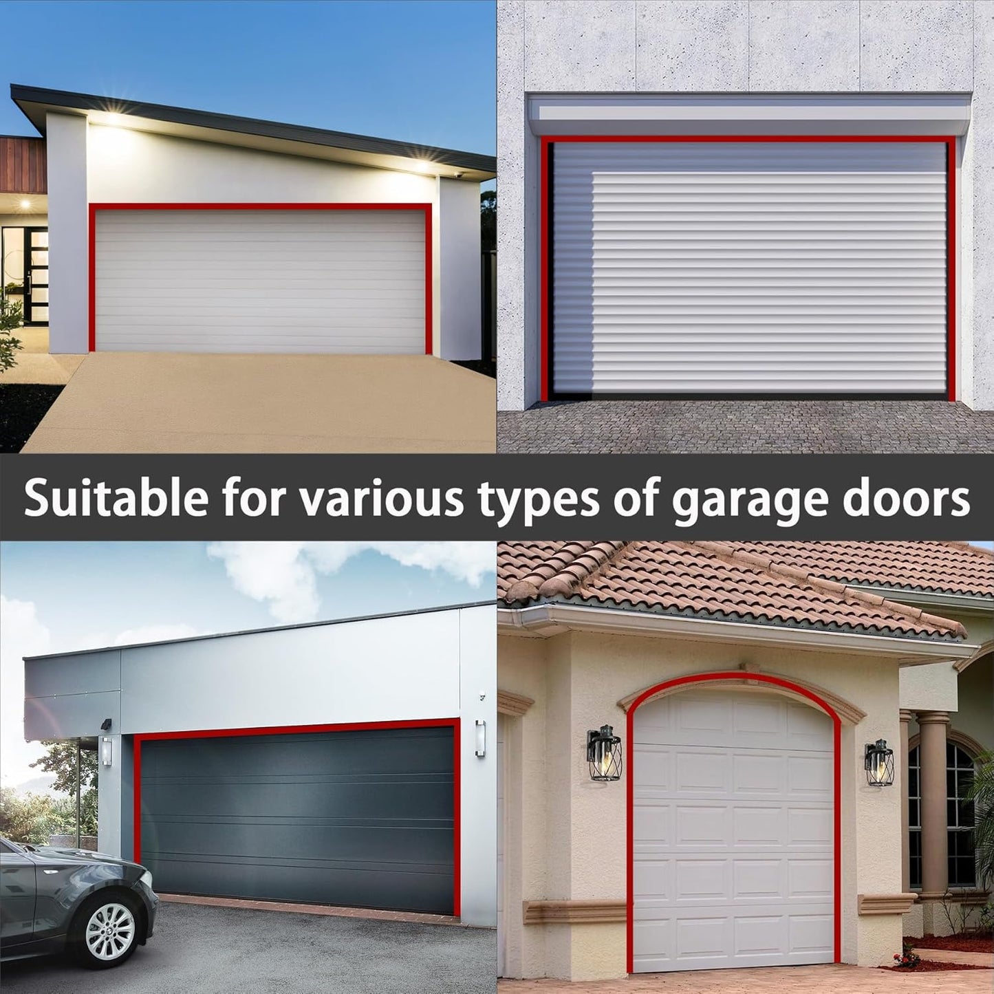 Gaahing Garage Door Top and Sides Seal Strip, Universal Weather Stripping, Self-Adhesive Weatherproofing Molding Trim with 40 Sets of Screws (Black, 32.8 FT)