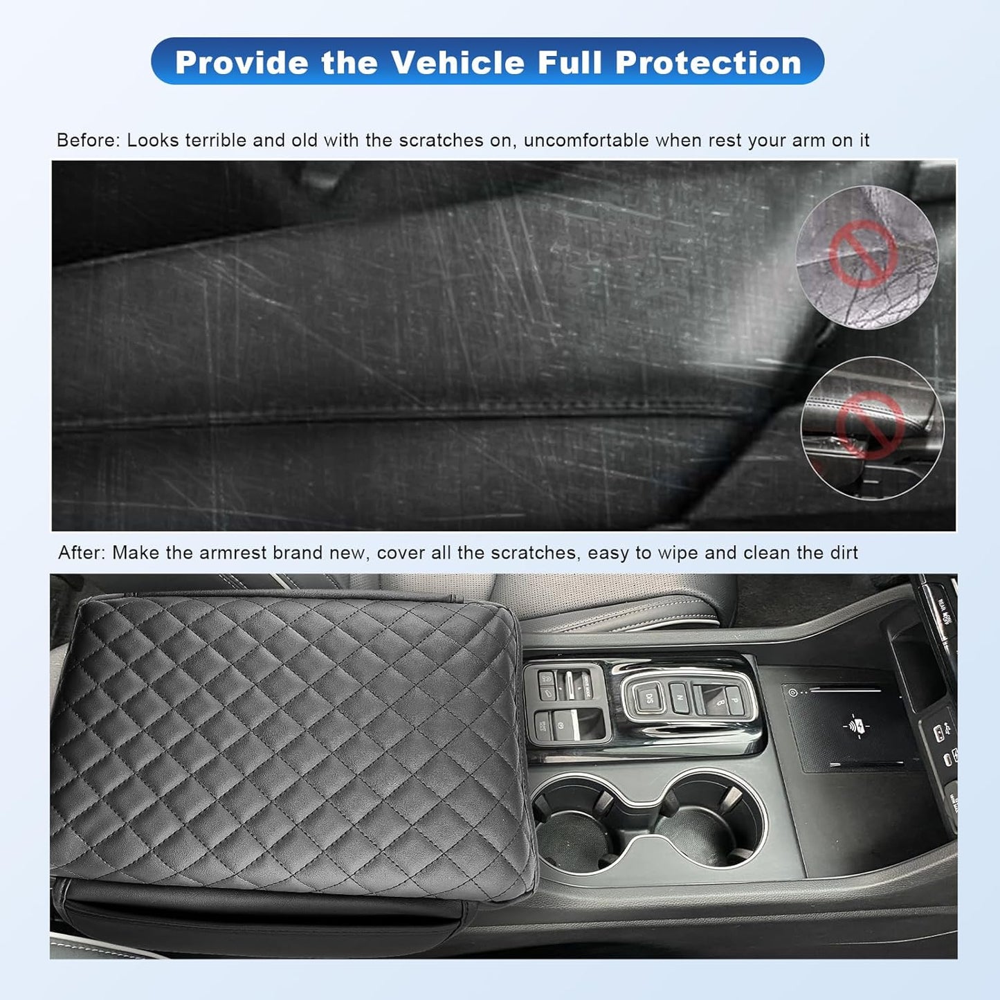 CDEFG 2023-2025 Pilot Center Console Cover for 2023-2025 Honda Pilot/2024-2025 Ridgeline/ 2024-2026 Passport Armrest Cover Middle Console Pad Arm Rest Cushion 2025 Pilot Hybrid Accessories