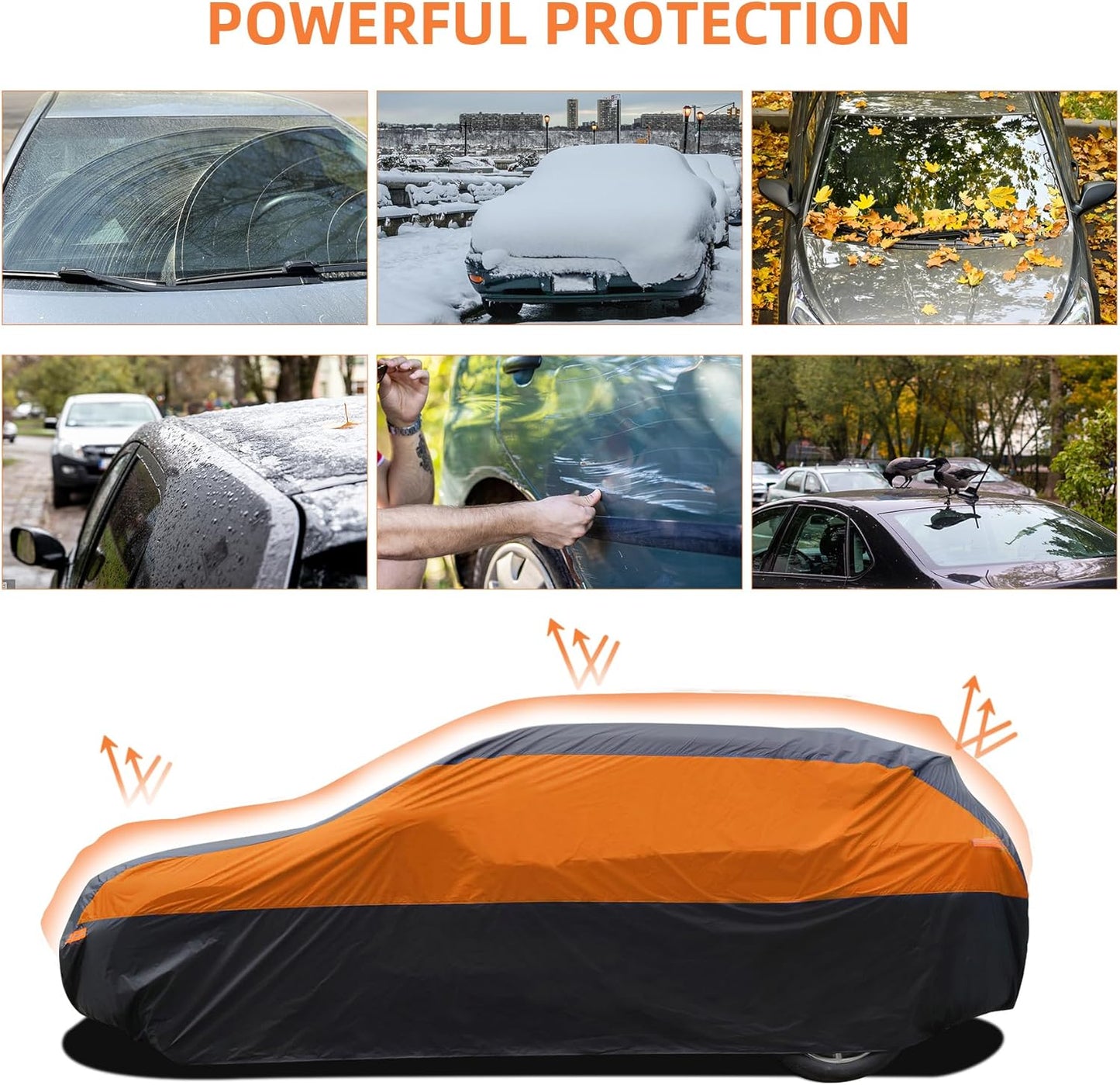 SUV Car Cover Waterproof All Weather,Cover Full Exterior Cover Windproof Outdoor Full Car Cover UV/Snow/Hail/Dust Protection Fit SUV Jeep-Length 190" to 200"